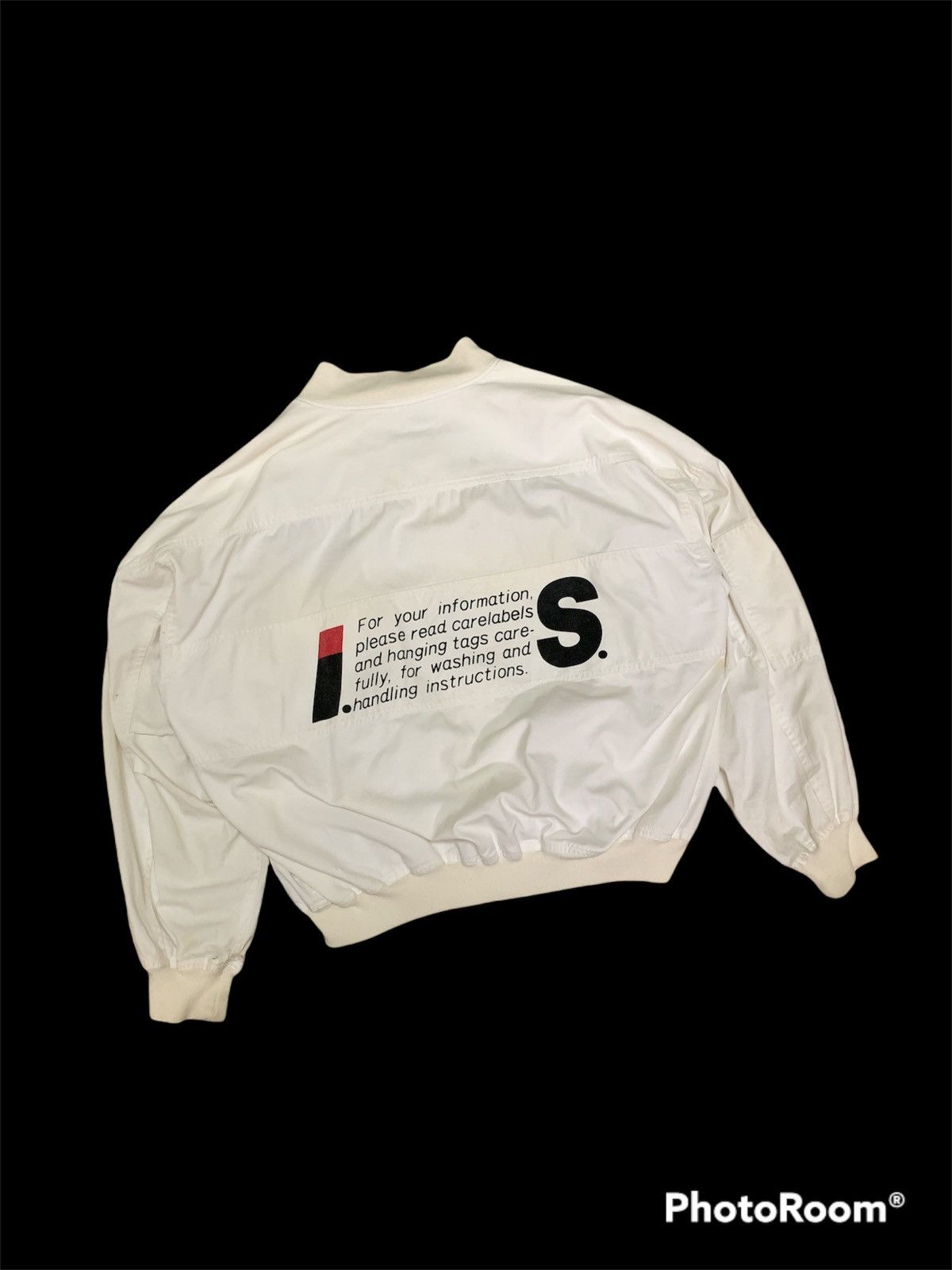 1980s I.S ISSEY MIYAKE CARELABEL PRINT OUT BOMBER JACKET