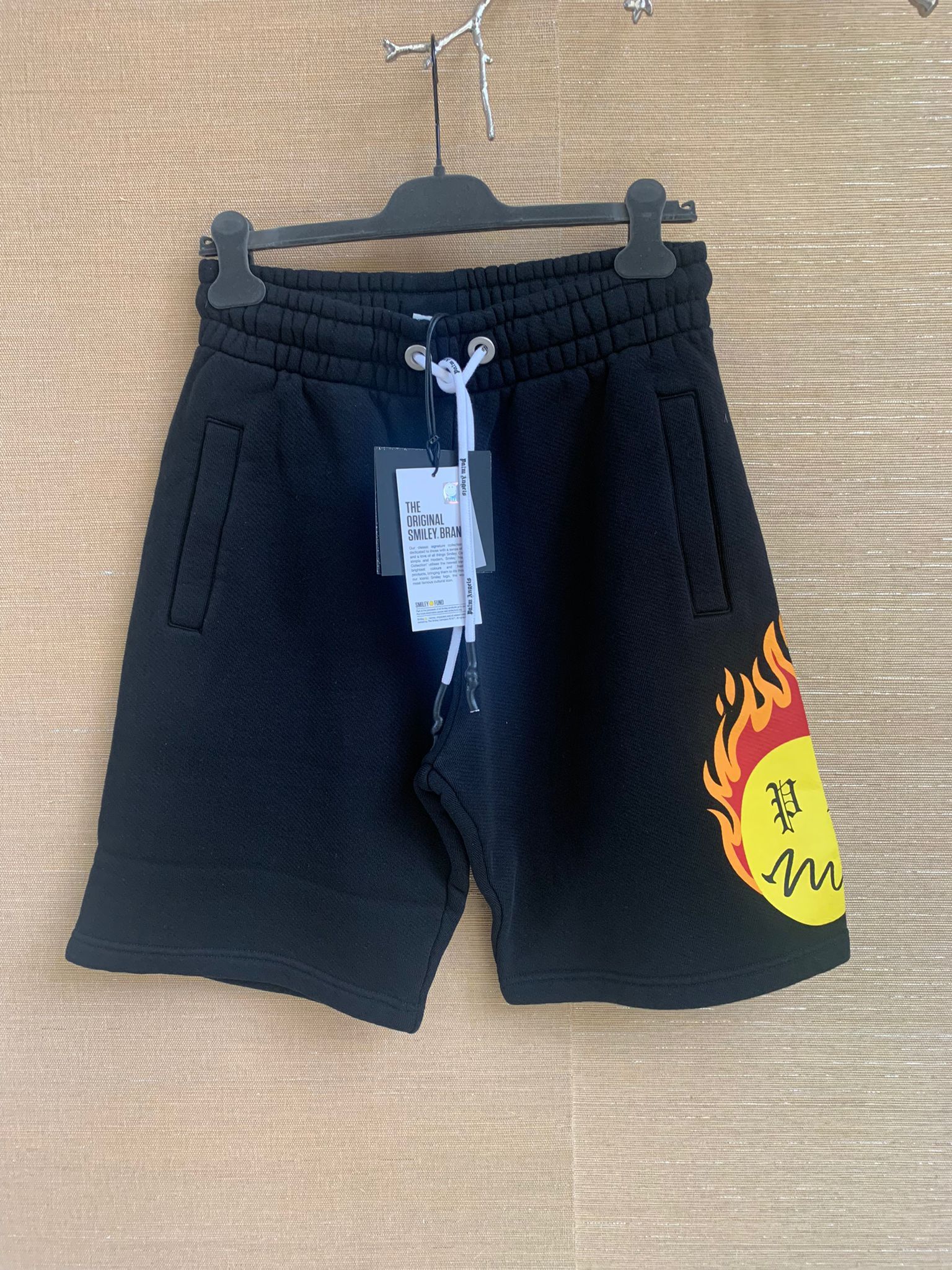 image of Palm Angels Burning Head Sweat Shorts In Black, Men's (Size 36)