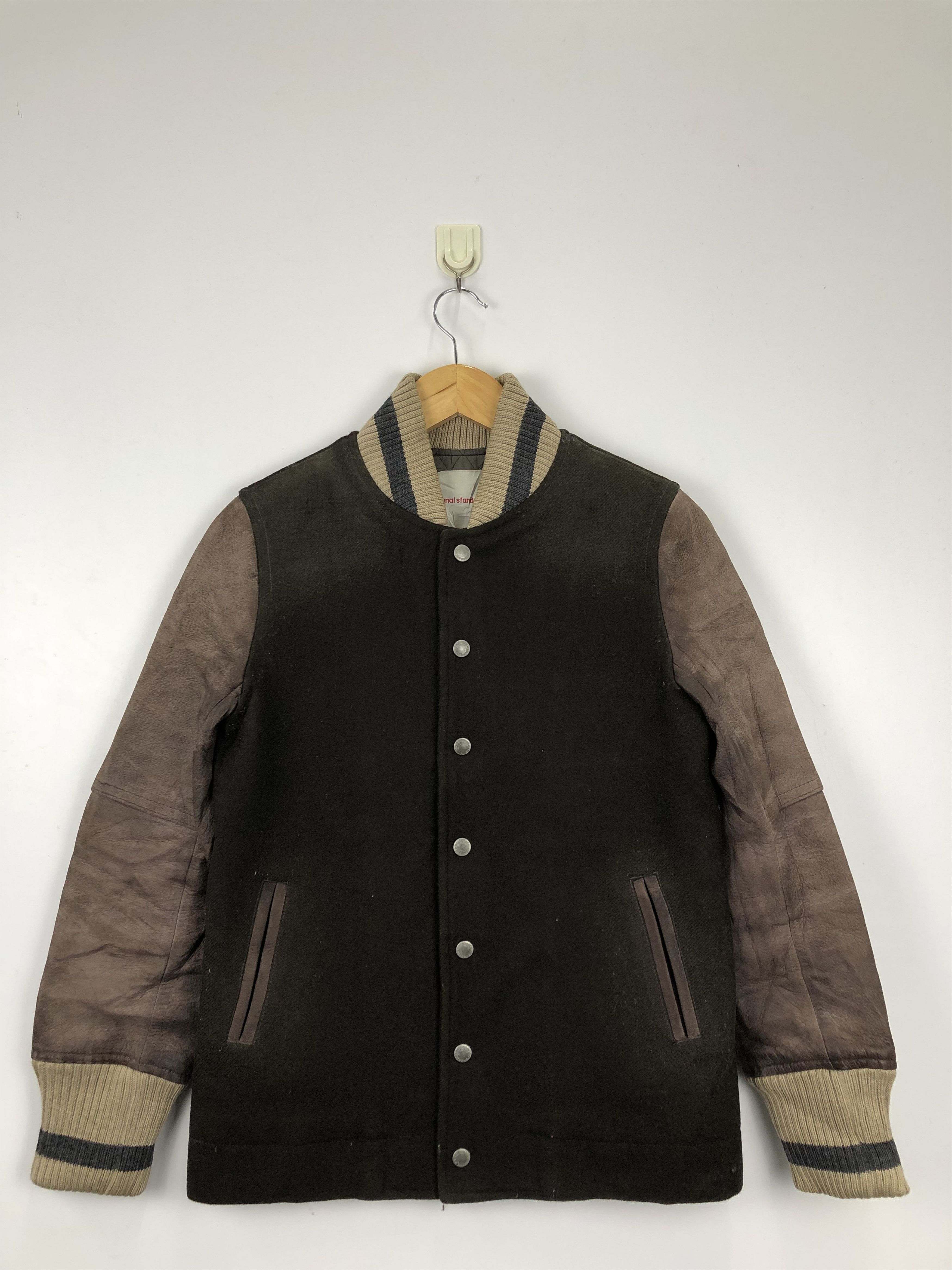 National Standard Vintage 90s National Standard Varsity Leather Sleeve V0401 Size US M / EU 48-50 / 2 - 1 Thumbnail