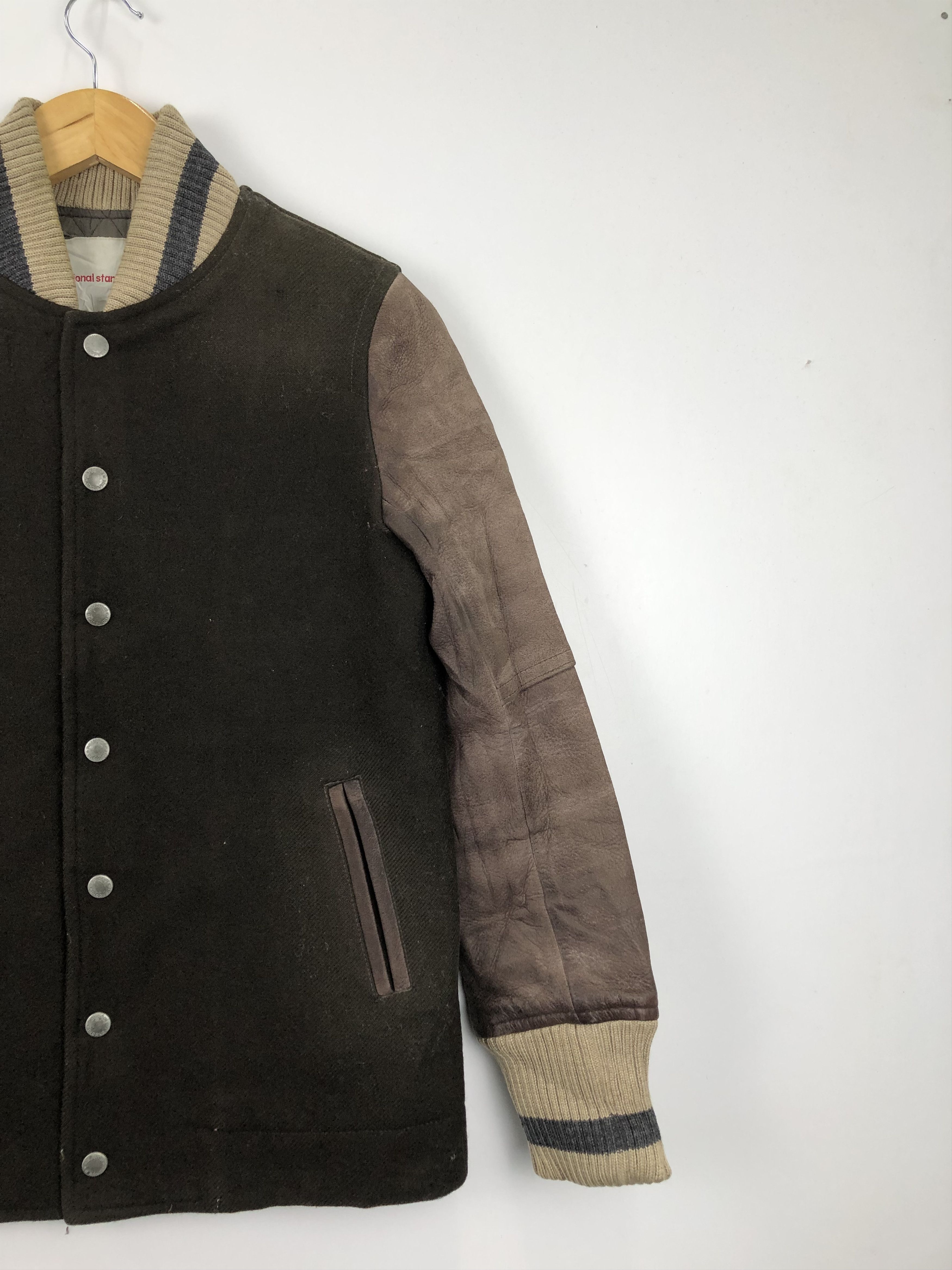 National Standard Vintage 90s National Standard Varsity Leather Sleeve V0401 Size US M / EU 48-50 / 2 - 6 Thumbnail