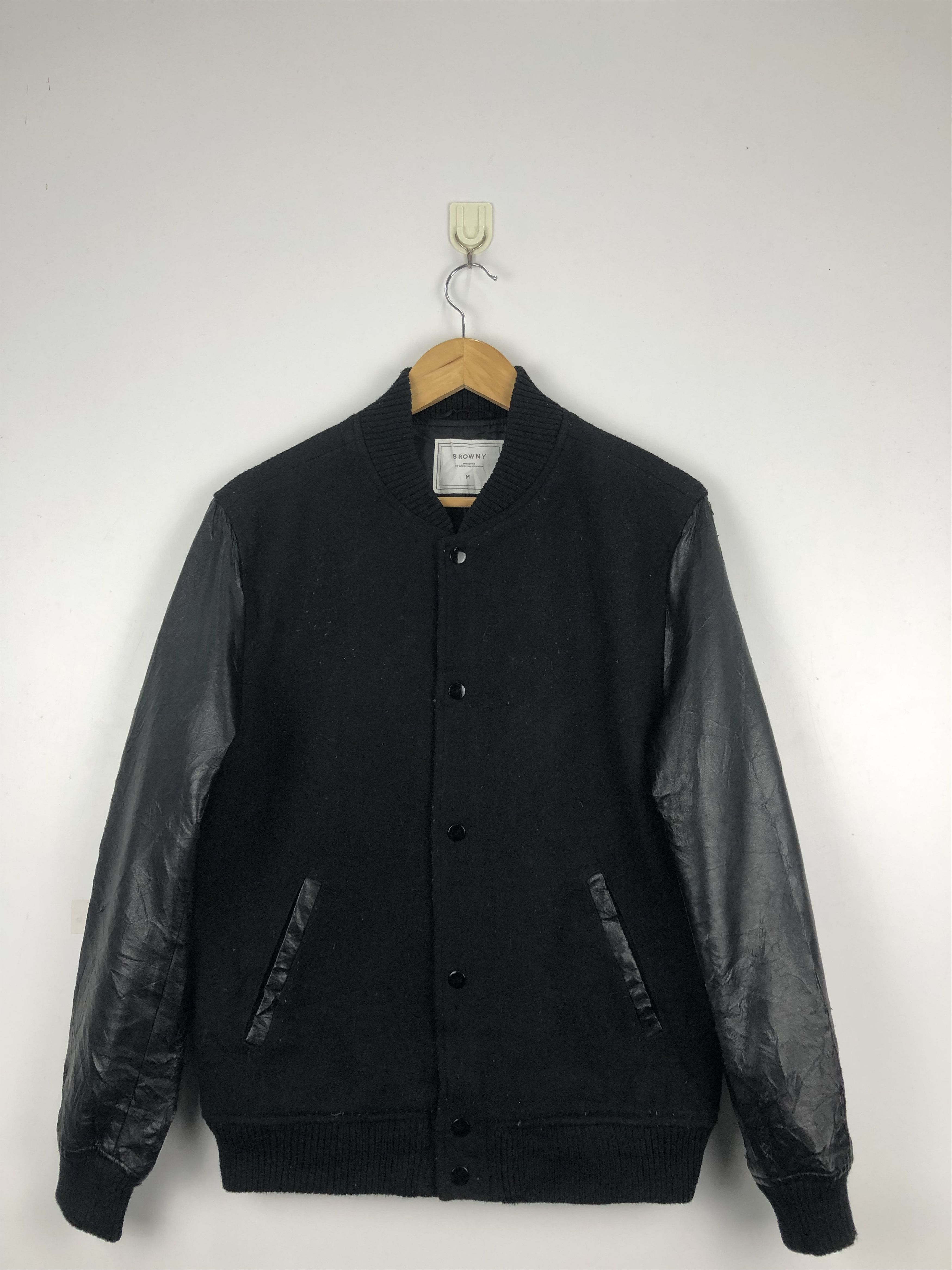 Vintage Vintage Japanese Brand Browny Sleeve Leather Varsity V0404 Size US M / EU 48-50 / 2 - 1 Thumbnail