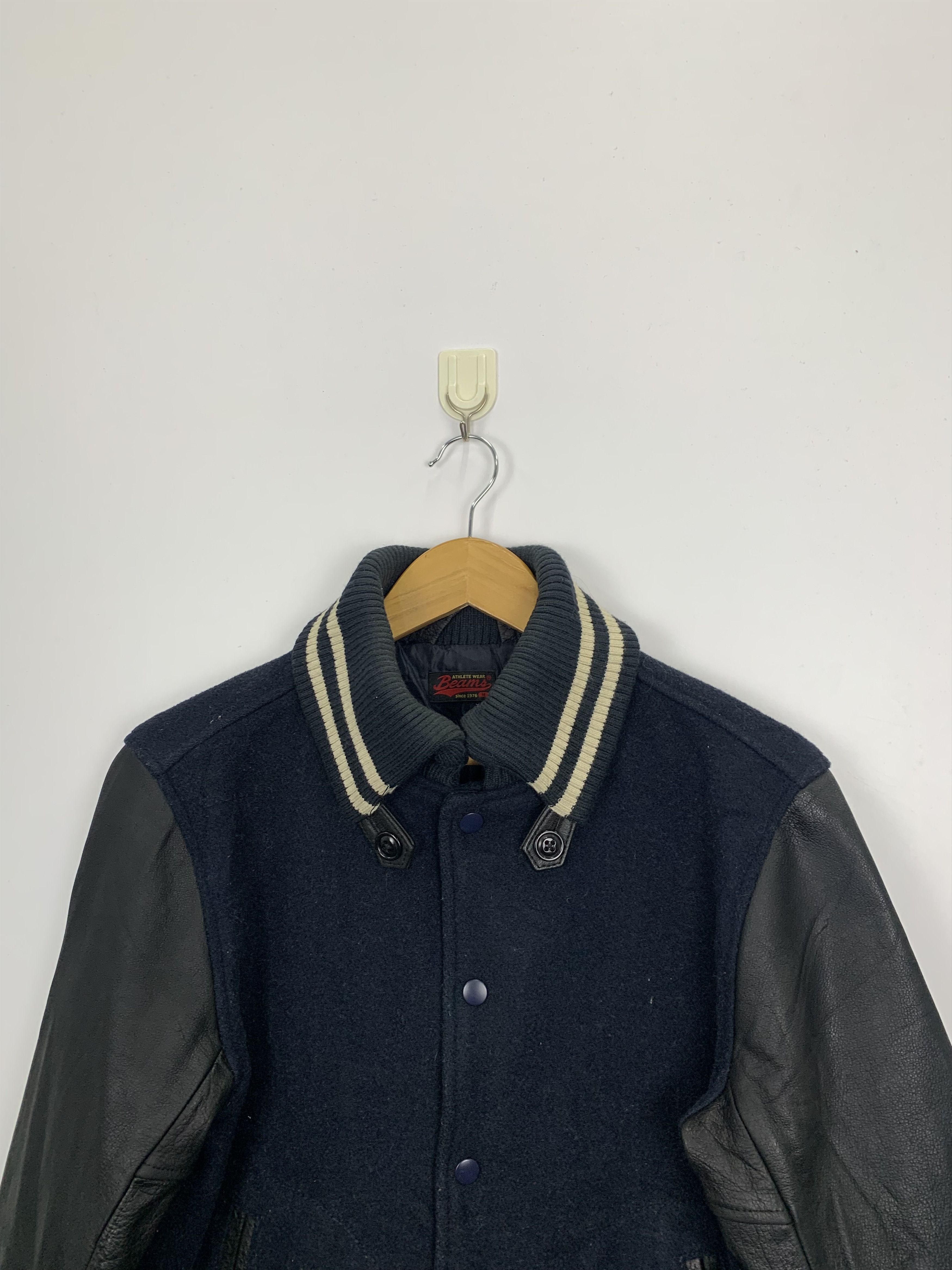 Beams Plus Vintage 90s Beams Sleeve Leather Varsity Jacket V0455 Size US M / EU 48-50 / 2 - 2 Thumbnail
