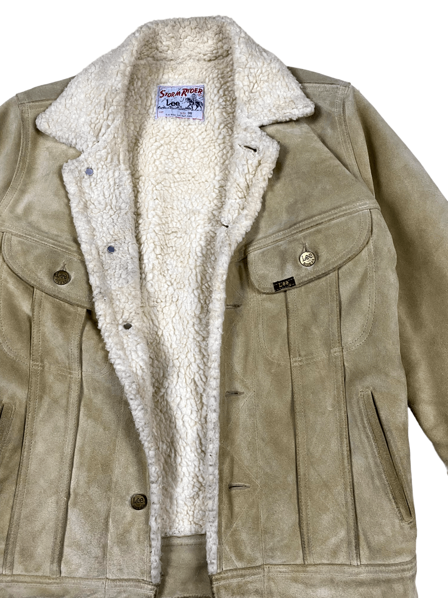 Lee × Vintage Vintage LEE Storm Rider Suede Leather Sherpa Size US S / EU 44-46 / 1 - 7 Thumbnail
