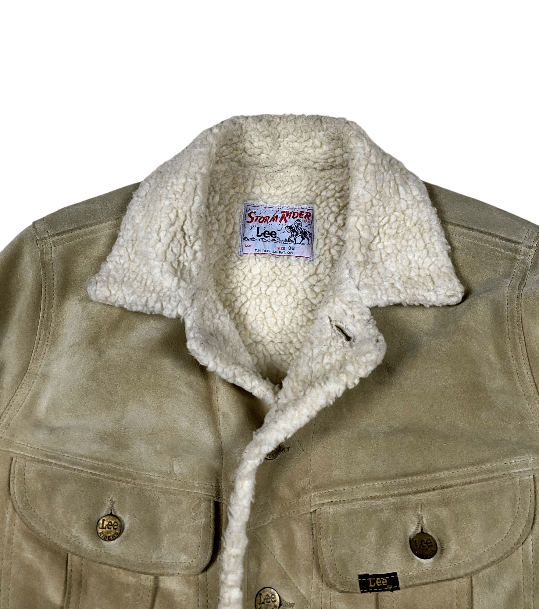 Lee × Vintage Vintage LEE Storm Rider Suede Leather Sherpa Size US S / EU 44-46 / 1 - 10 Thumbnail