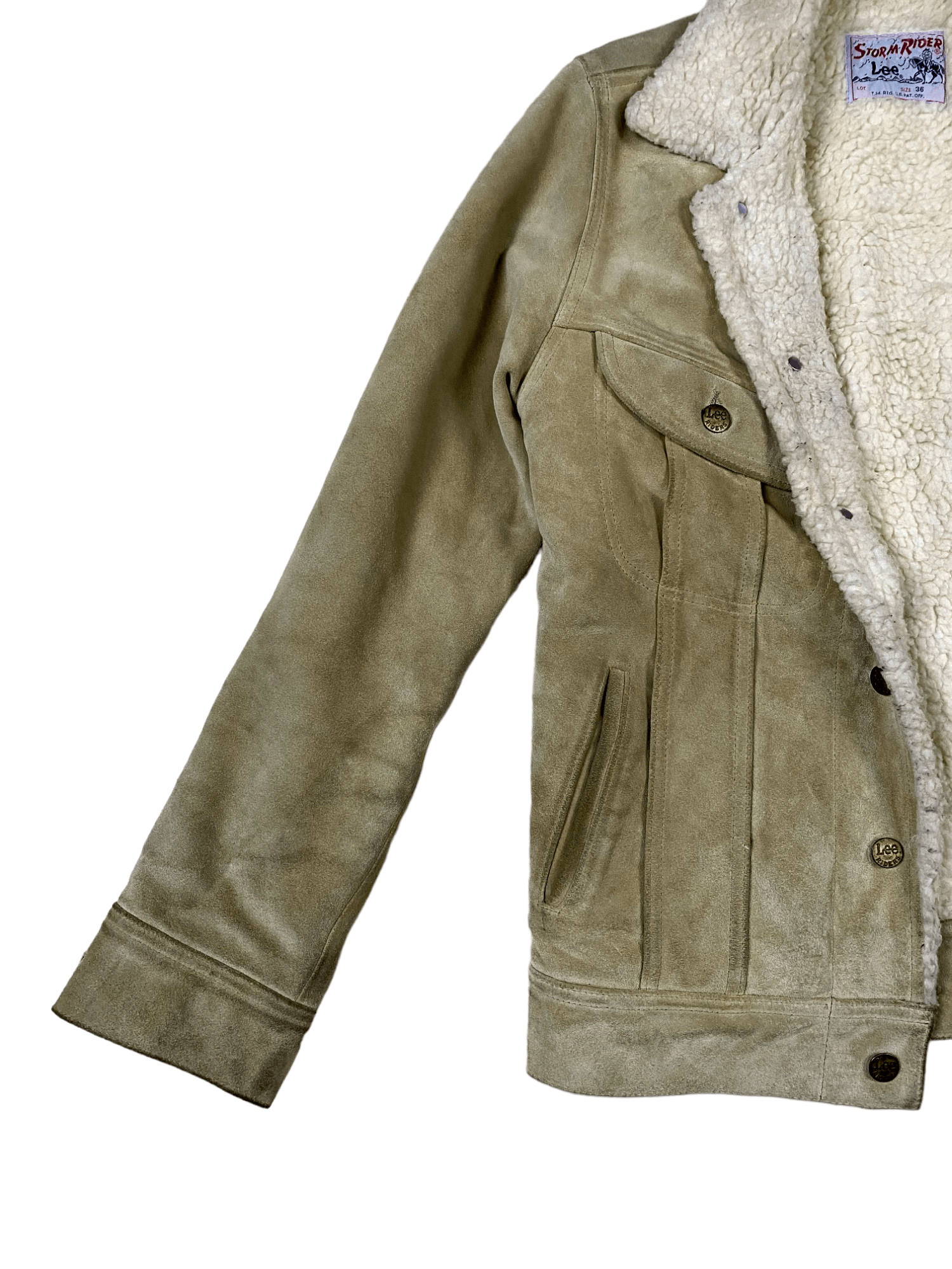 Lee × Vintage Vintage LEE Storm Rider Suede Leather Sherpa Size US S / EU 44-46 / 1 - 9 Thumbnail