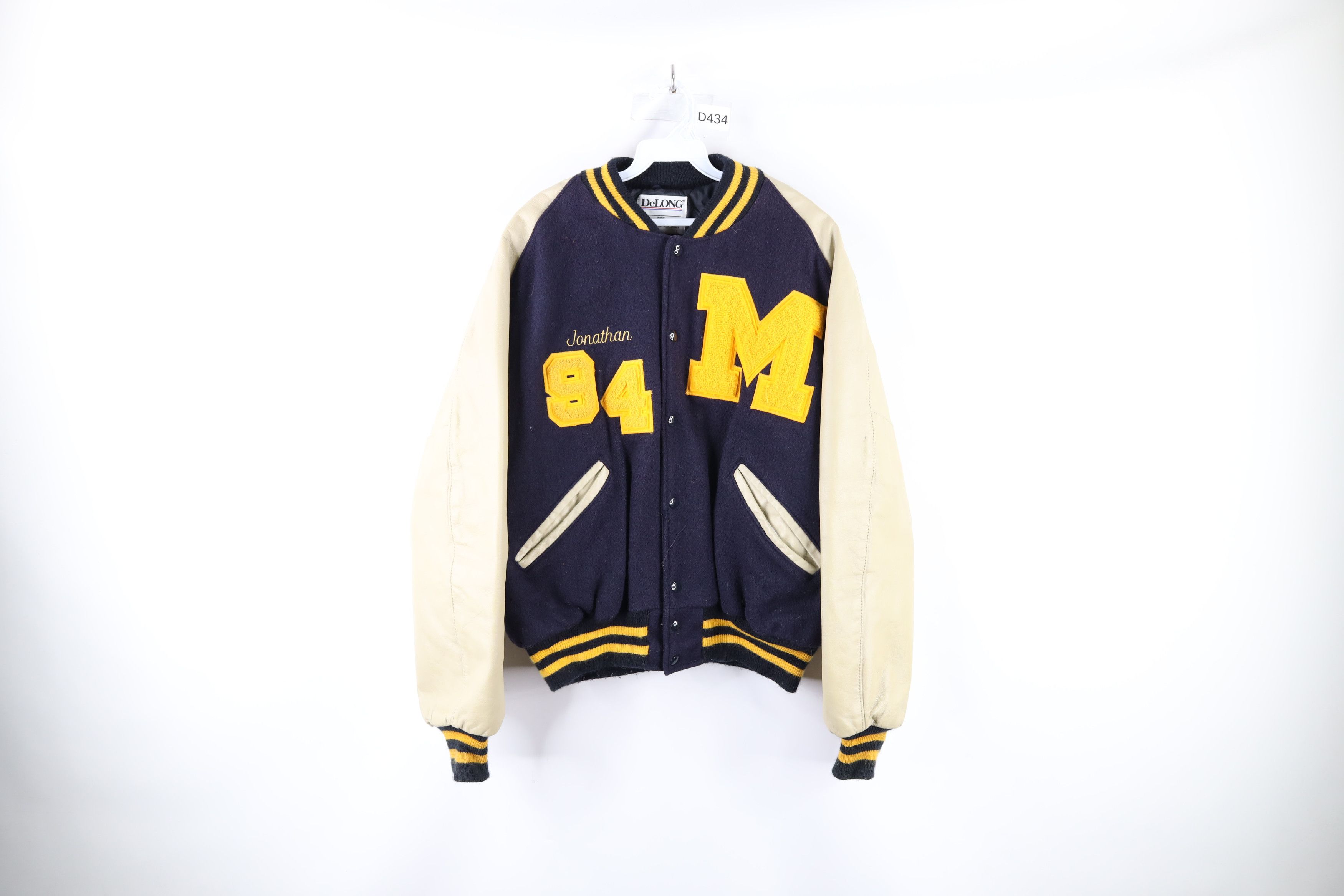 90'S GAME Leather Sleeve Wool Button Varsity Jacket Made in USA Men's XL Vintage /eaa492993