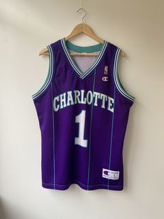 Vintage 90s Champion Charlotte Hornets #1 Muggsy Bogues NBA Jersey