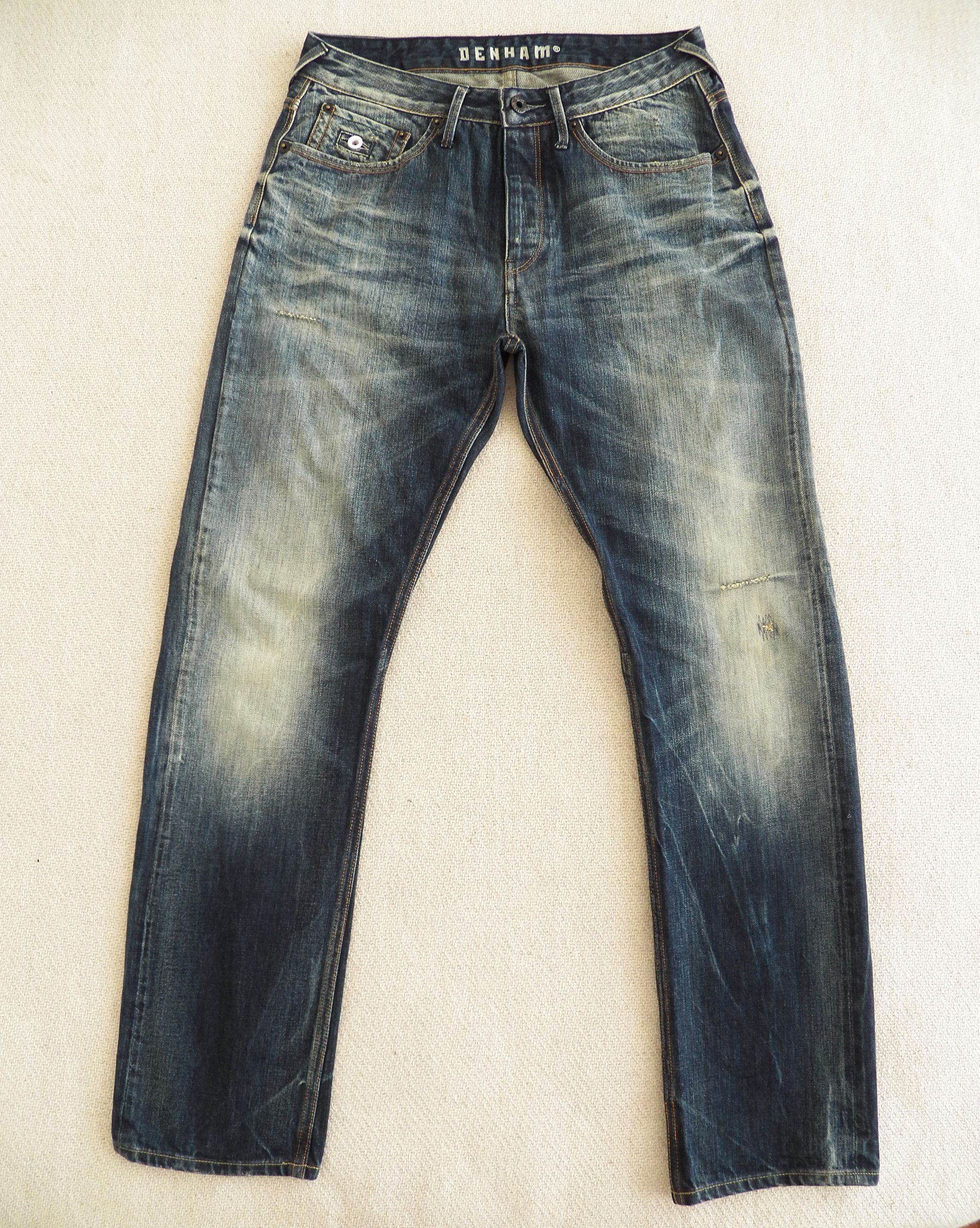 DENHAM Boyfriend Jeans W27 L32 W10YS Selvedge Factory Distressed Size 27" / US 4 / IT 40 - 1 Thumbnail
