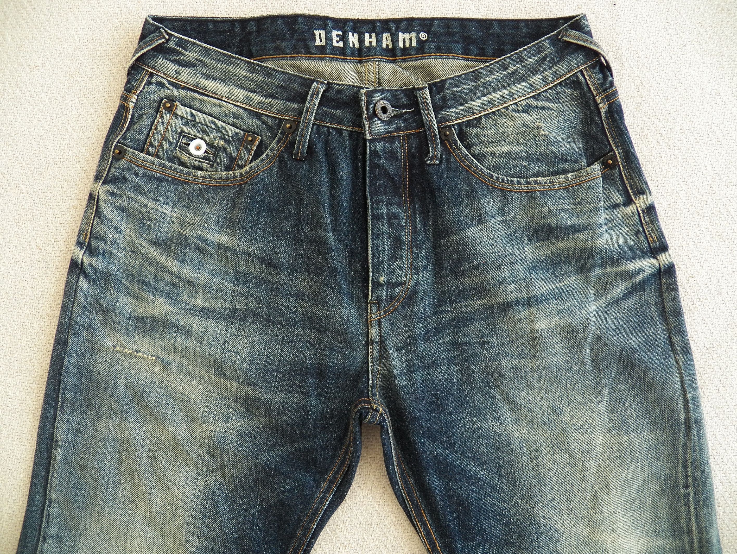 DENHAM Boyfriend Jeans W27 L32 W10YS Selvedge Factory Distressed Size 27" / US 4 / IT 40 - 2 Thumbnail