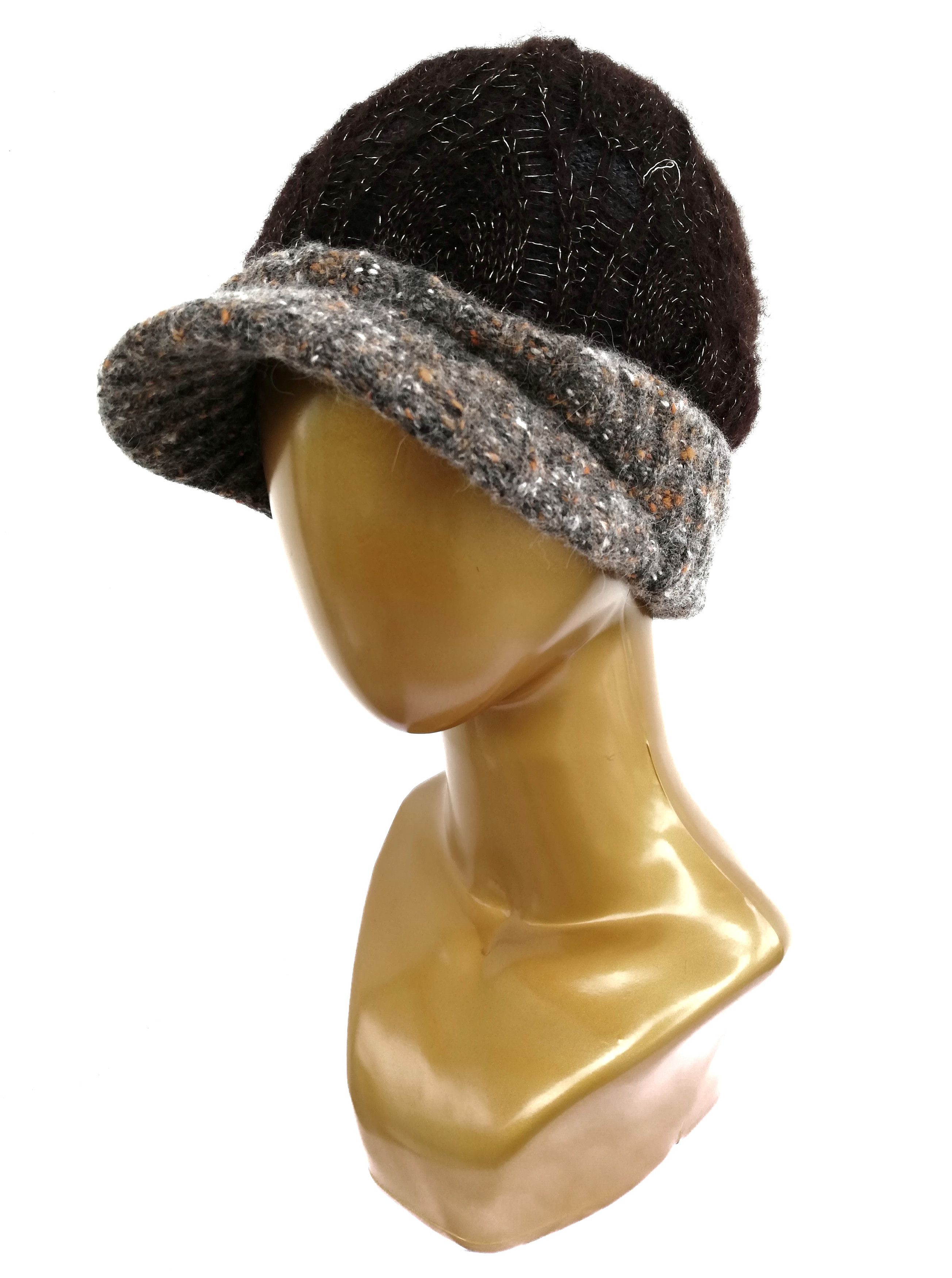 image of Ca4La Hand Knitted Punk Style Knitwear Beret/pattern Cap in Brown, Men's