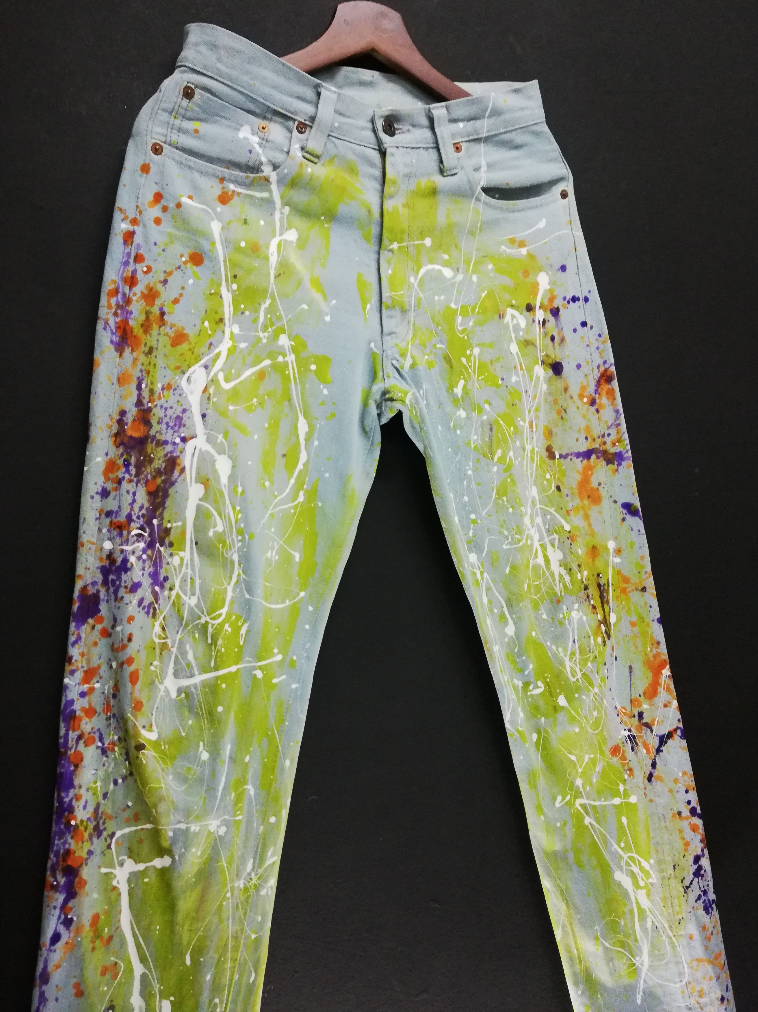 Sugar Cane × Toyo Enterprises 🔥Extremely Customize Sugar Cane Paint Splash Denim Pants🔥 Size US 28 / EU 44 - 2 Thumbnail