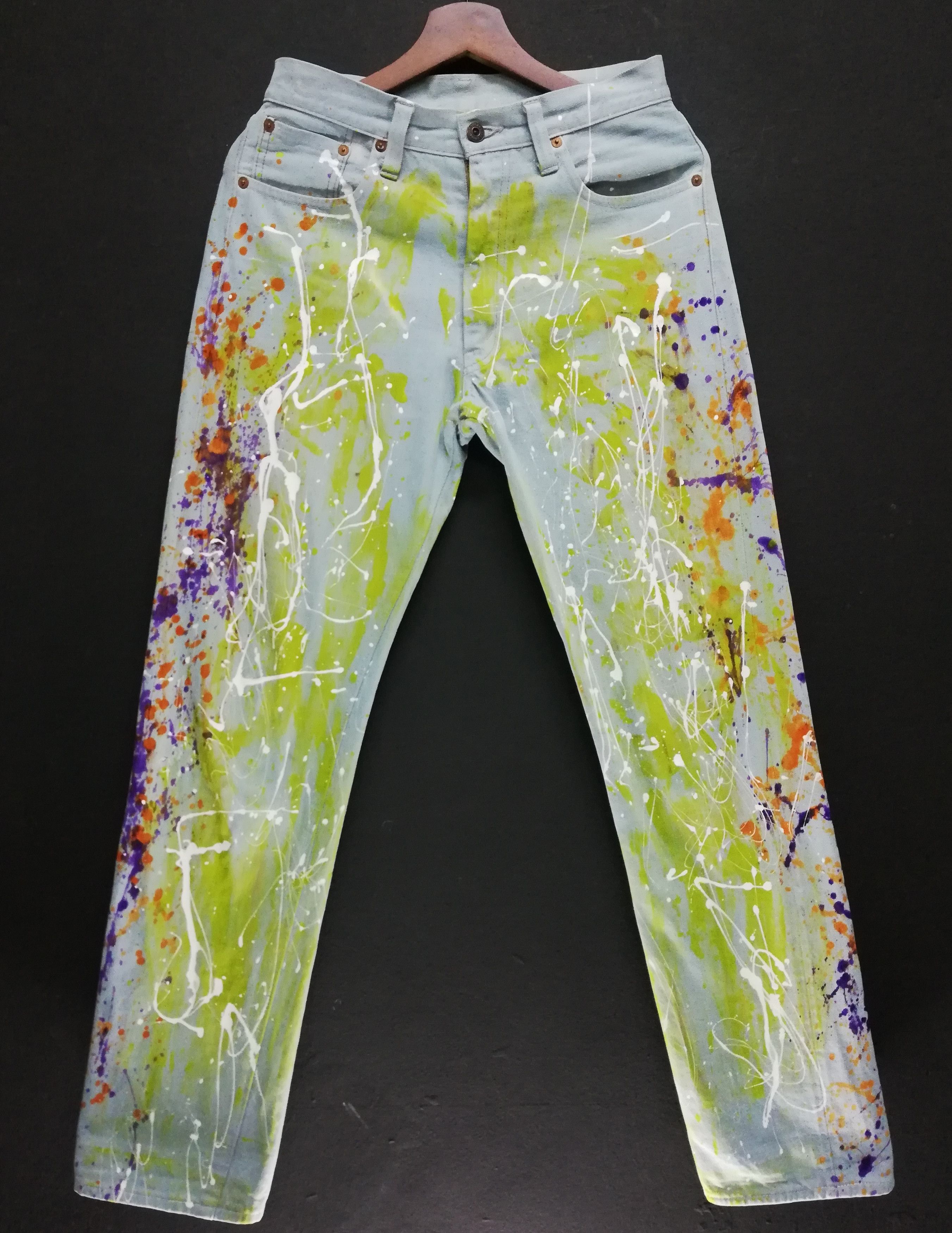 Sugar Cane × Toyo Enterprises 🔥Extremely Customize Sugar Cane Paint Splash Denim Pants🔥 Size US 28 / EU 44 - 1 Thumbnail