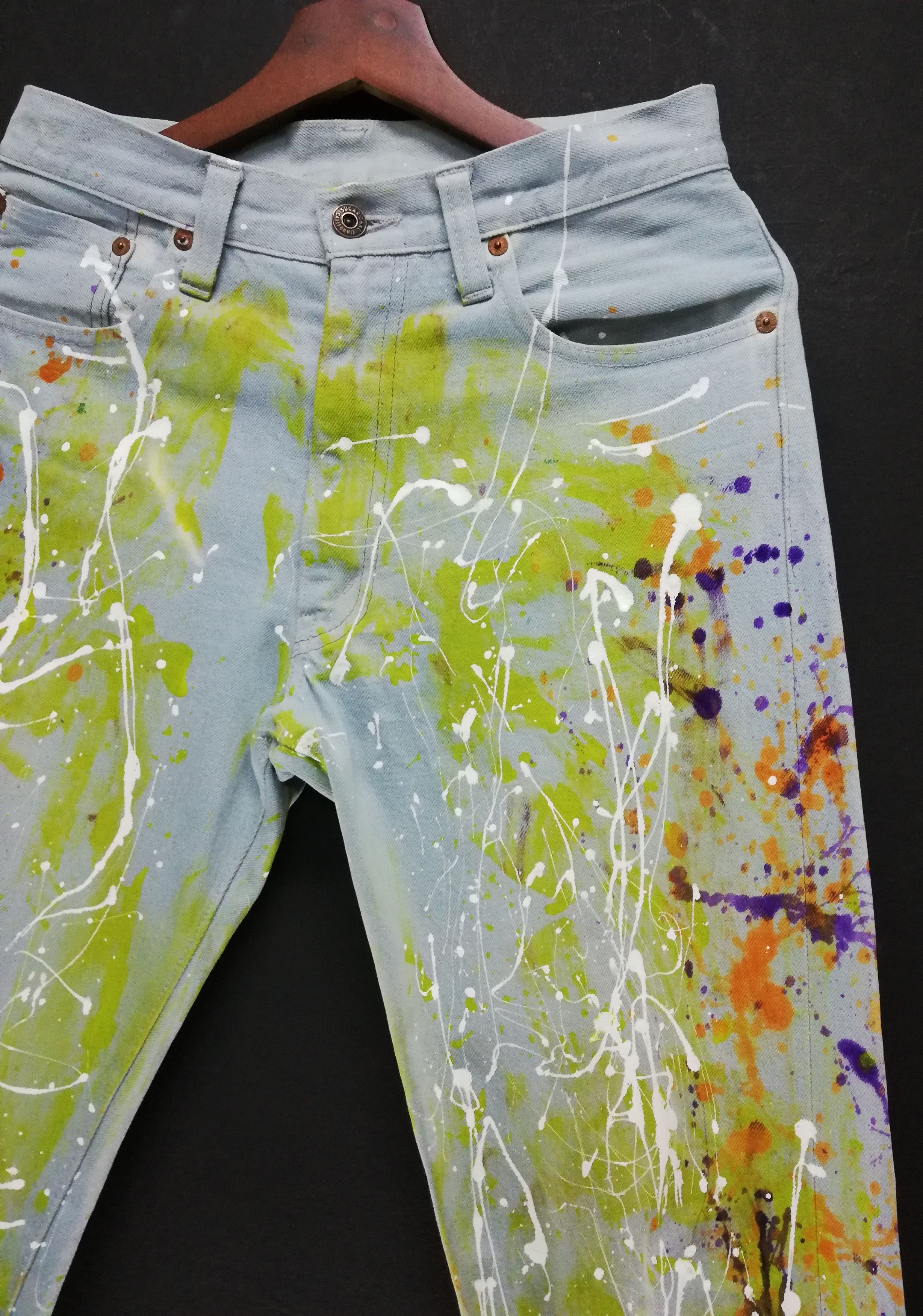 Sugar Cane × Toyo Enterprises 🔥Extremely Customize Sugar Cane Paint Splash Denim Pants🔥 Size US 28 / EU 44 - 3 Thumbnail