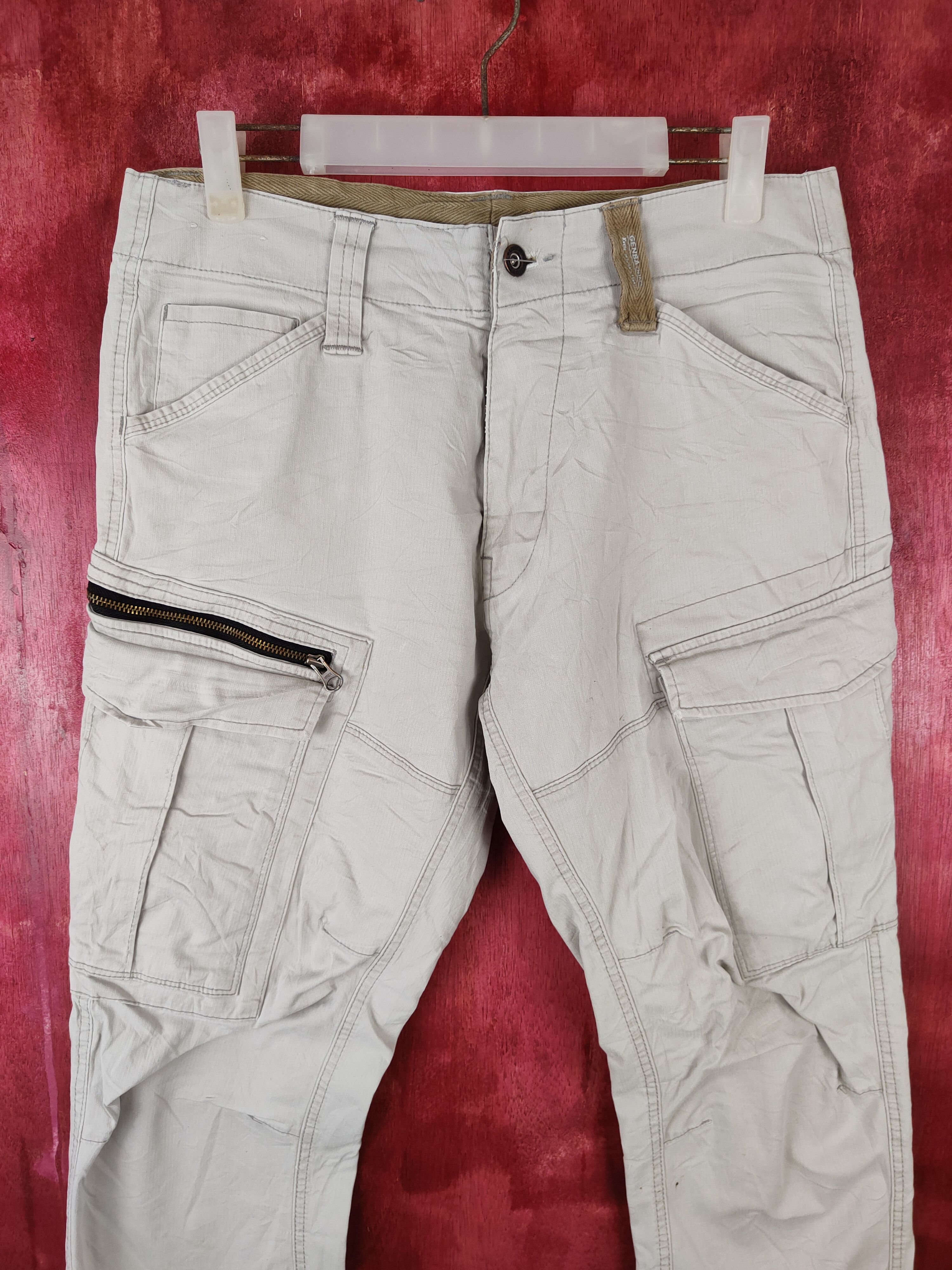 Japanese Brand Genba White Multi Pocket Tactical Cargo Pants #S455 Size US 31 - 2 Thumbnail