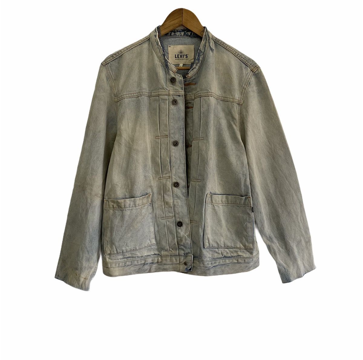 Levi's Made & Crafted 🔥Vintage 90s Levi’s Distressed Acid Dye Wash Denim Jacket Size US M / EU 48-50 / 2 - 4 Thumbnail