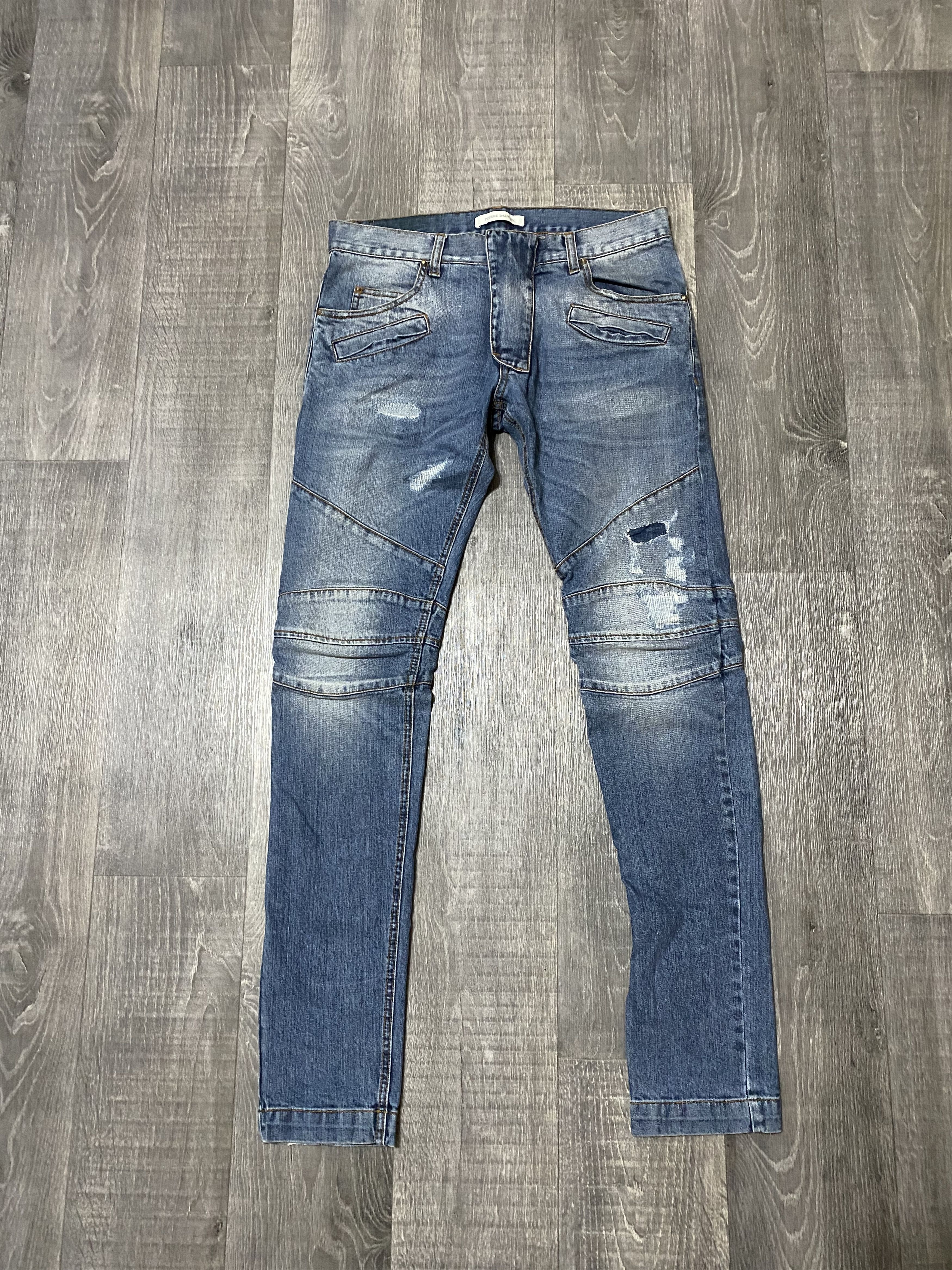 Pierre Balmain Pierre Balmain Paris Biker Jeans Distressed Patchwork Denim Size US 32 / EU 48 - 2 Thumbnail