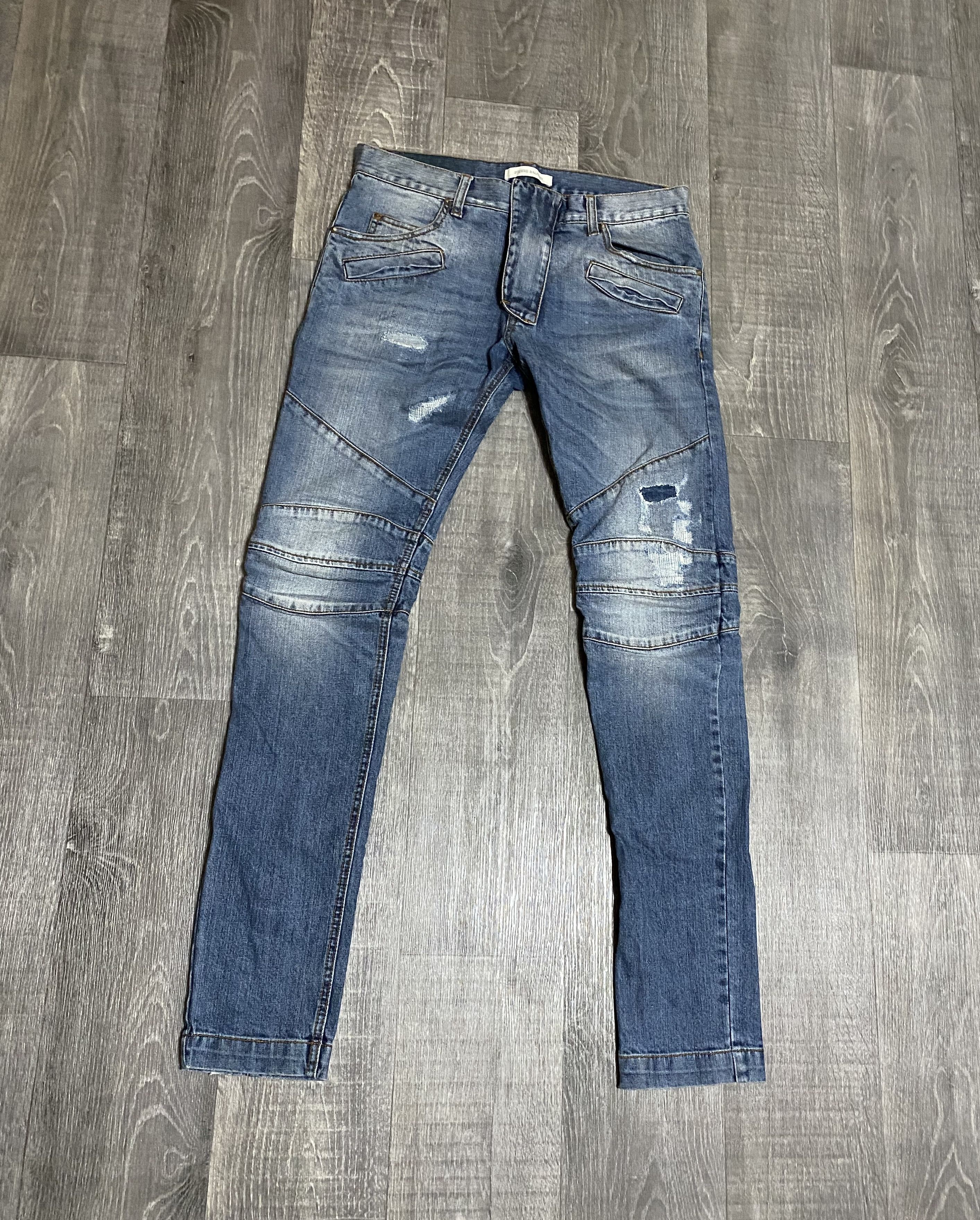 Pierre Balmain Pierre Balmain Paris Biker Jeans Distressed Patchwork Denim Size US 32 / EU 48 - 3 Thumbnail