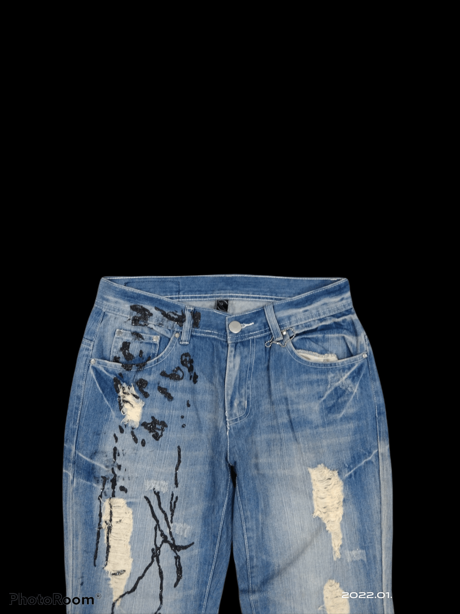 Japanese Brand DiSTRESSED SPLATTER RIPED FLARE JAPANESE SESSION JEANS PANT Size US 30 / EU 46 - 3 Thumbnail