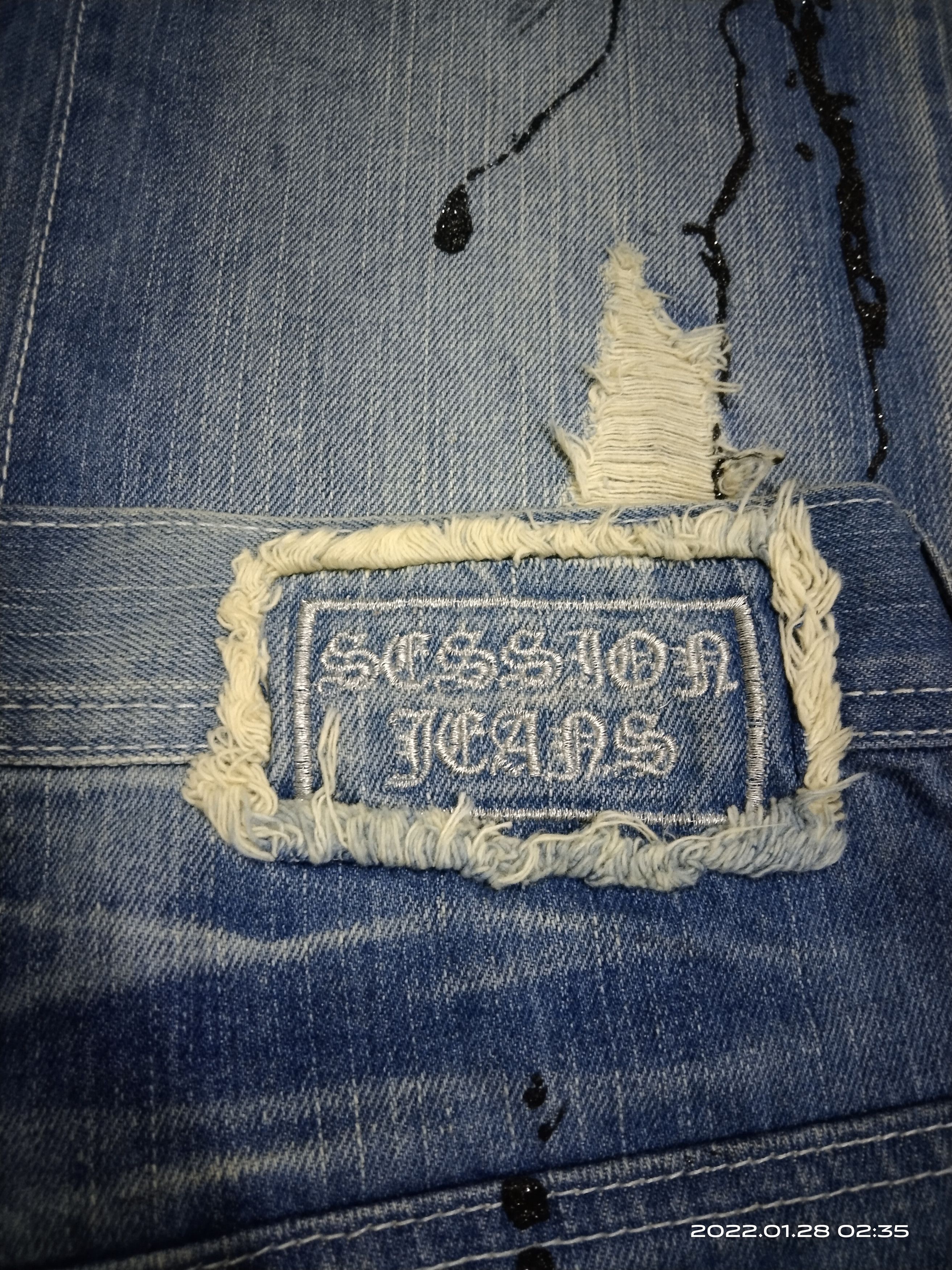 Japanese Brand DiSTRESSED SPLATTER RIPED FLARE JAPANESE SESSION JEANS PANT Size US 30 / EU 46 - 7 Thumbnail