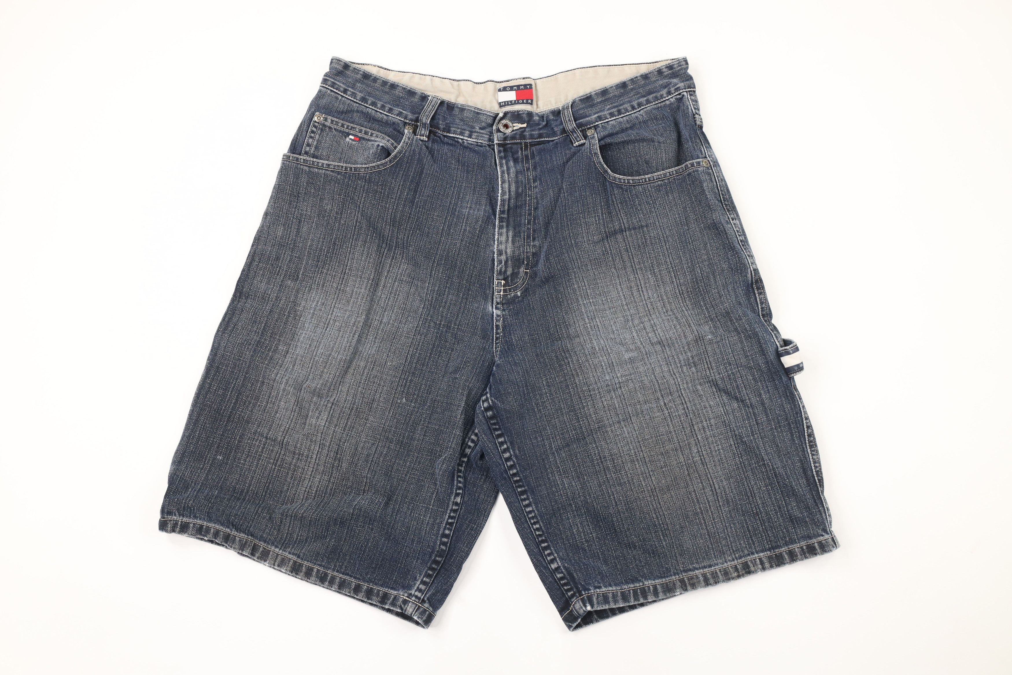 Image of 90's Tommy Hilfiger Out Baggy Denim Shorts Jorts in Blue, Men's (Size 34)