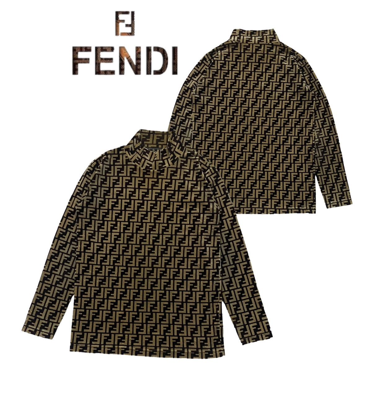 Fendi Vintage Fendi Zucca Monogram Faux Fur Turtleneck Long Sleeve Size S / US 4 / IT 40 - 1 Thumbnail