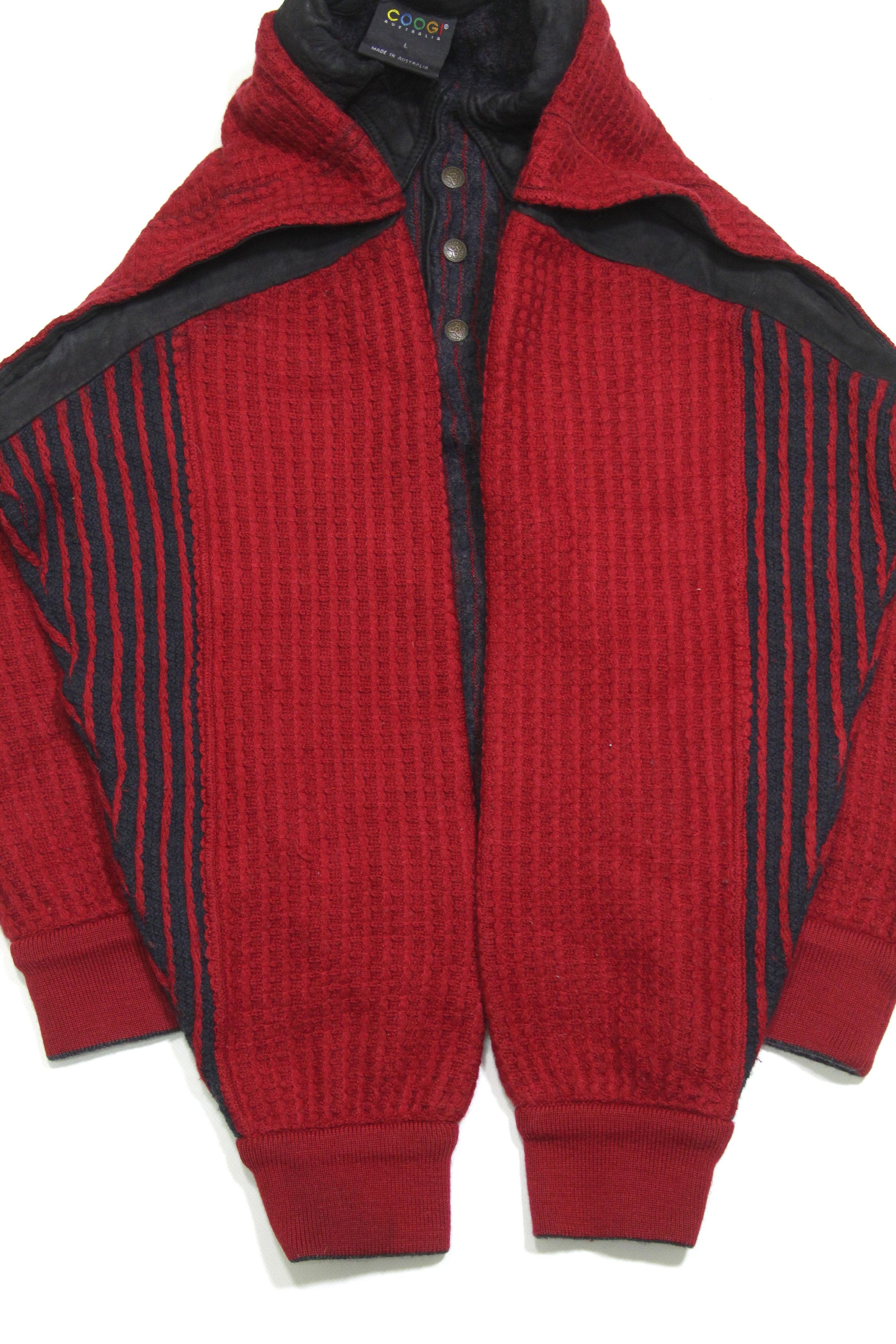 Coogi 90S Red Waffle Wool Sweater Vintage Size US L / EU 52-54 / 3 - 5 Thumbnail