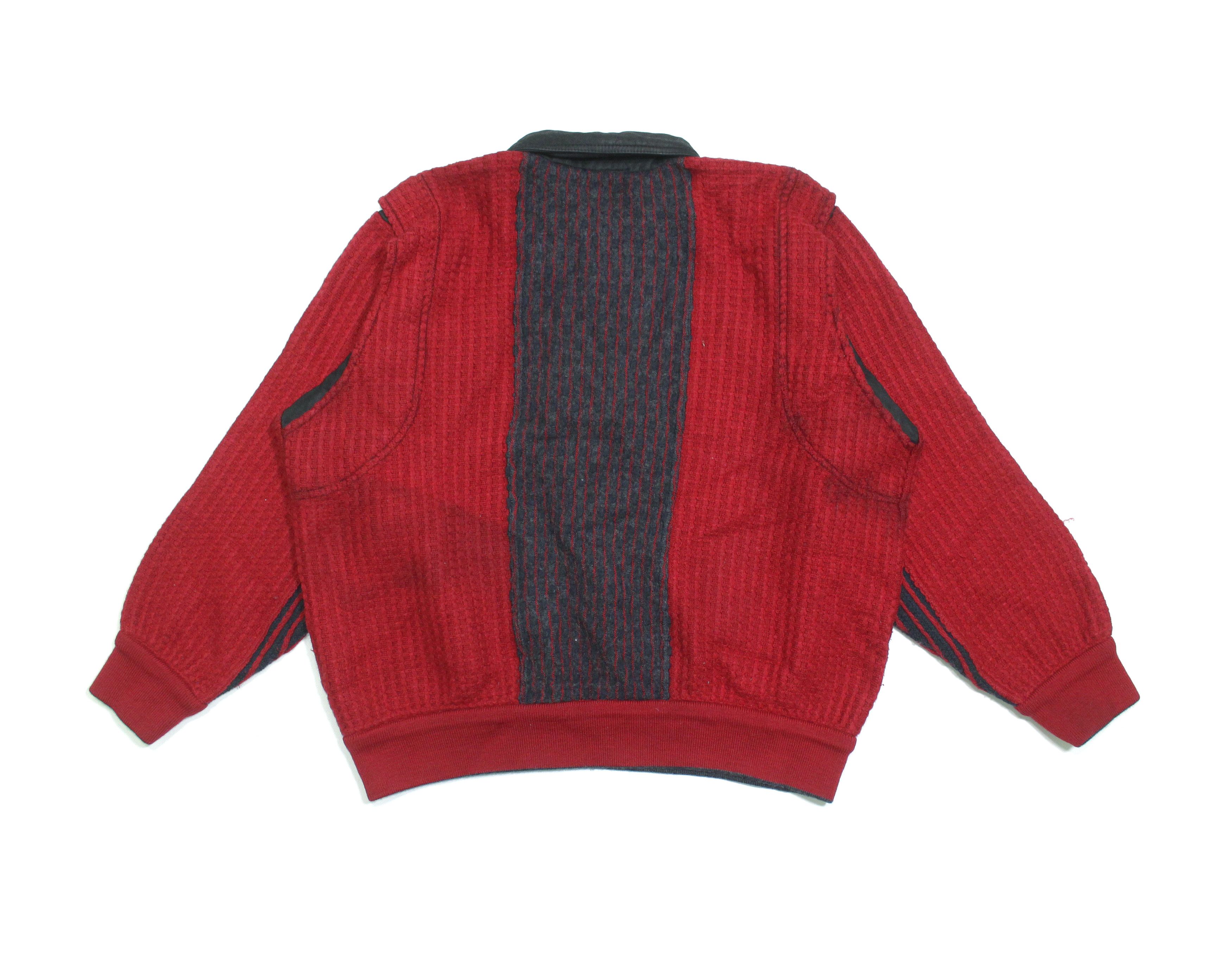 Coogi 90S Red Waffle Wool Sweater Vintage Size US L / EU 52-54 / 3 - 2 Thumbnail