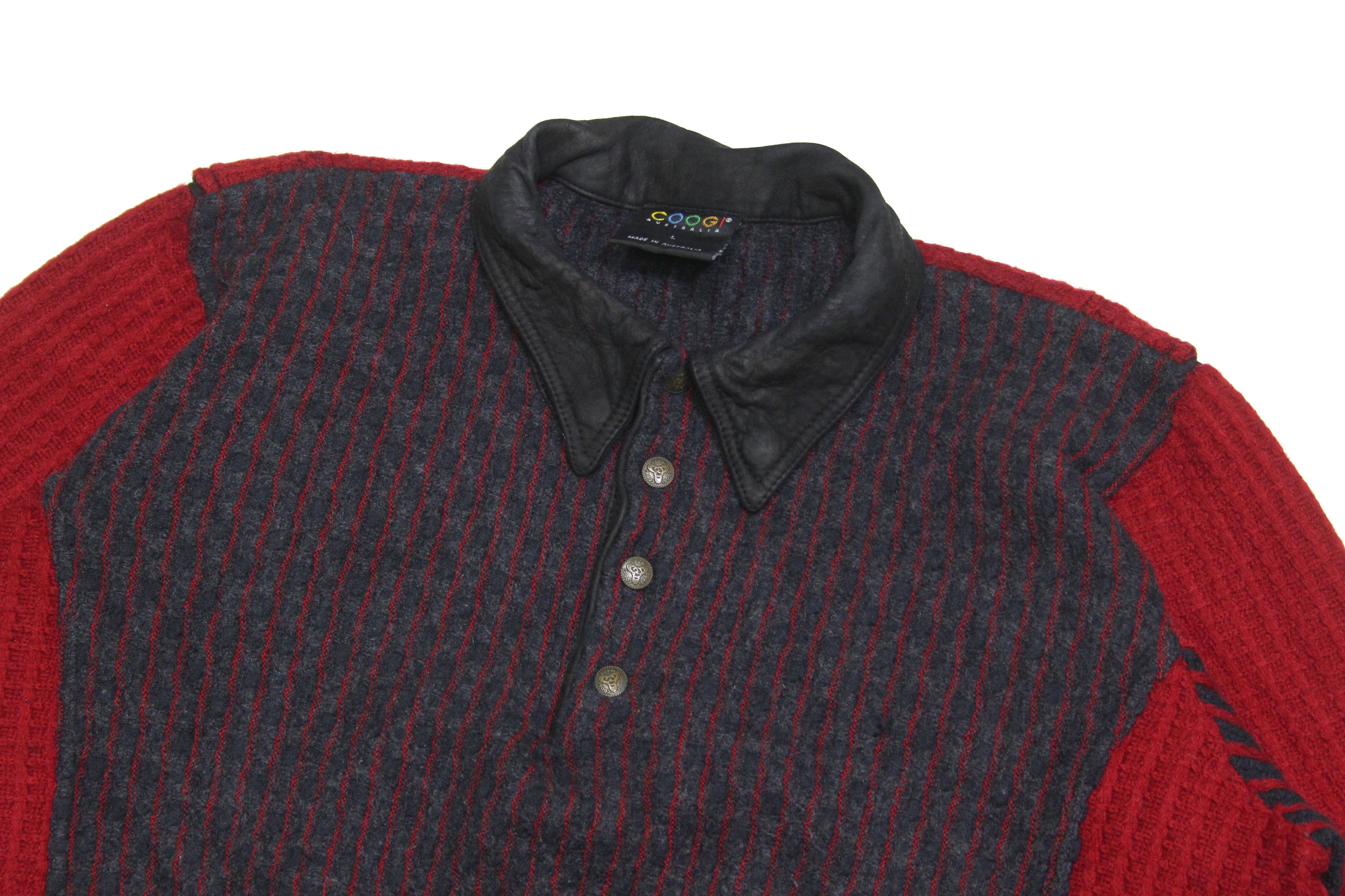 Coogi 90S Red Waffle Wool Sweater Vintage Size US L / EU 52-54 / 3 - 3 Thumbnail