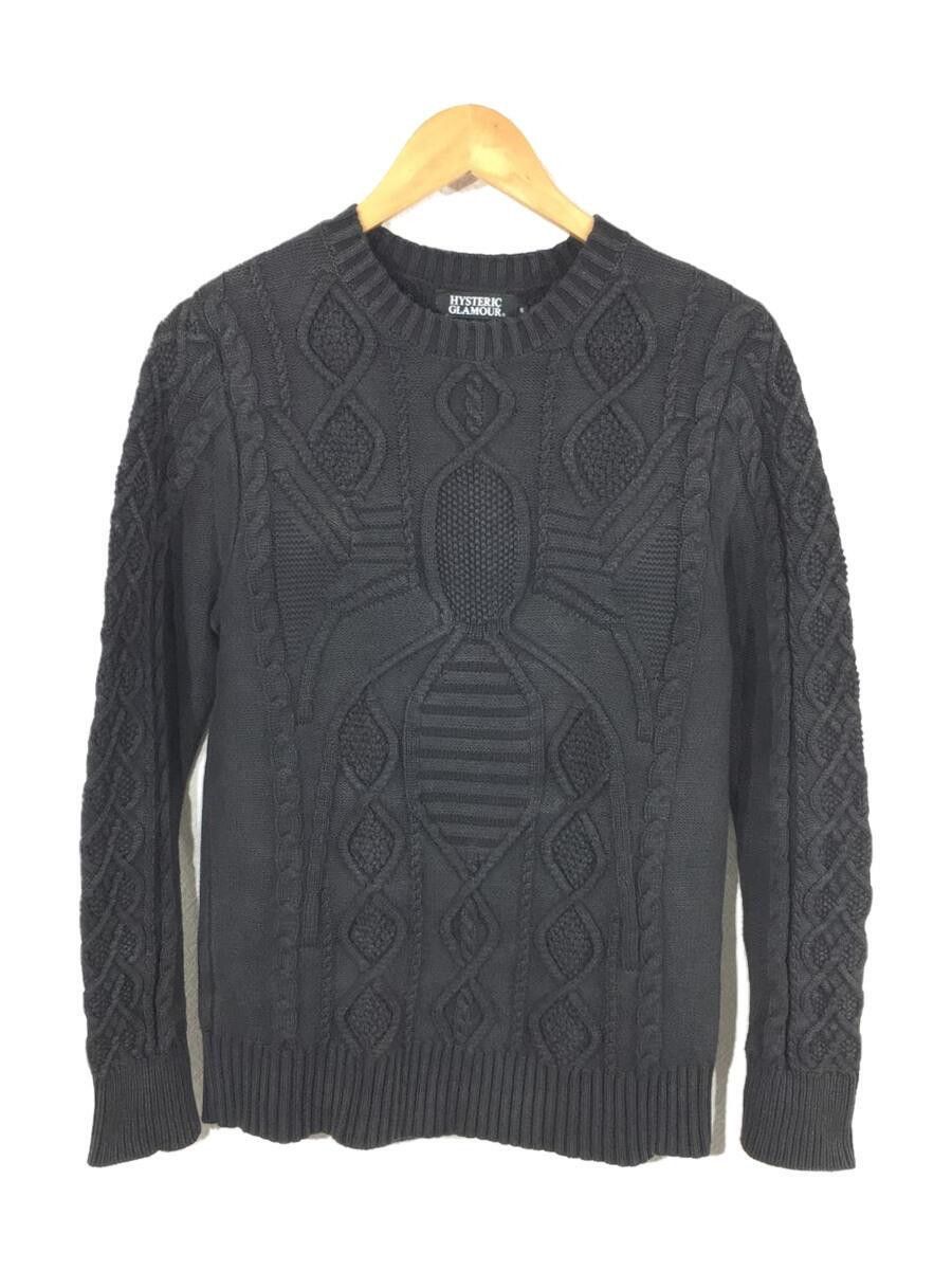 image of Hysteric Glamour Spider Cable Knit Sweater in Black, Men's (Size Small)