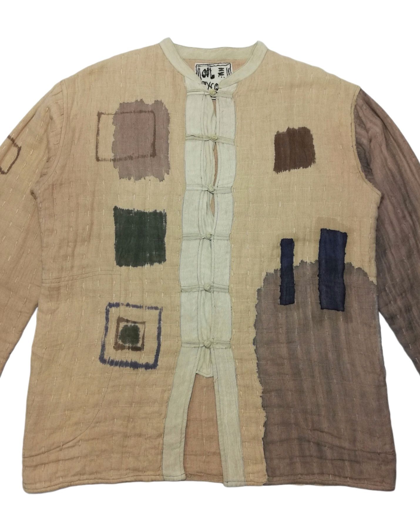 Japanese Brand 🔥Traditional Boro Remake Sashiko Stich Mandarin Collar🔥 Size US M / EU 48-50 / 2 - 3 Thumbnail