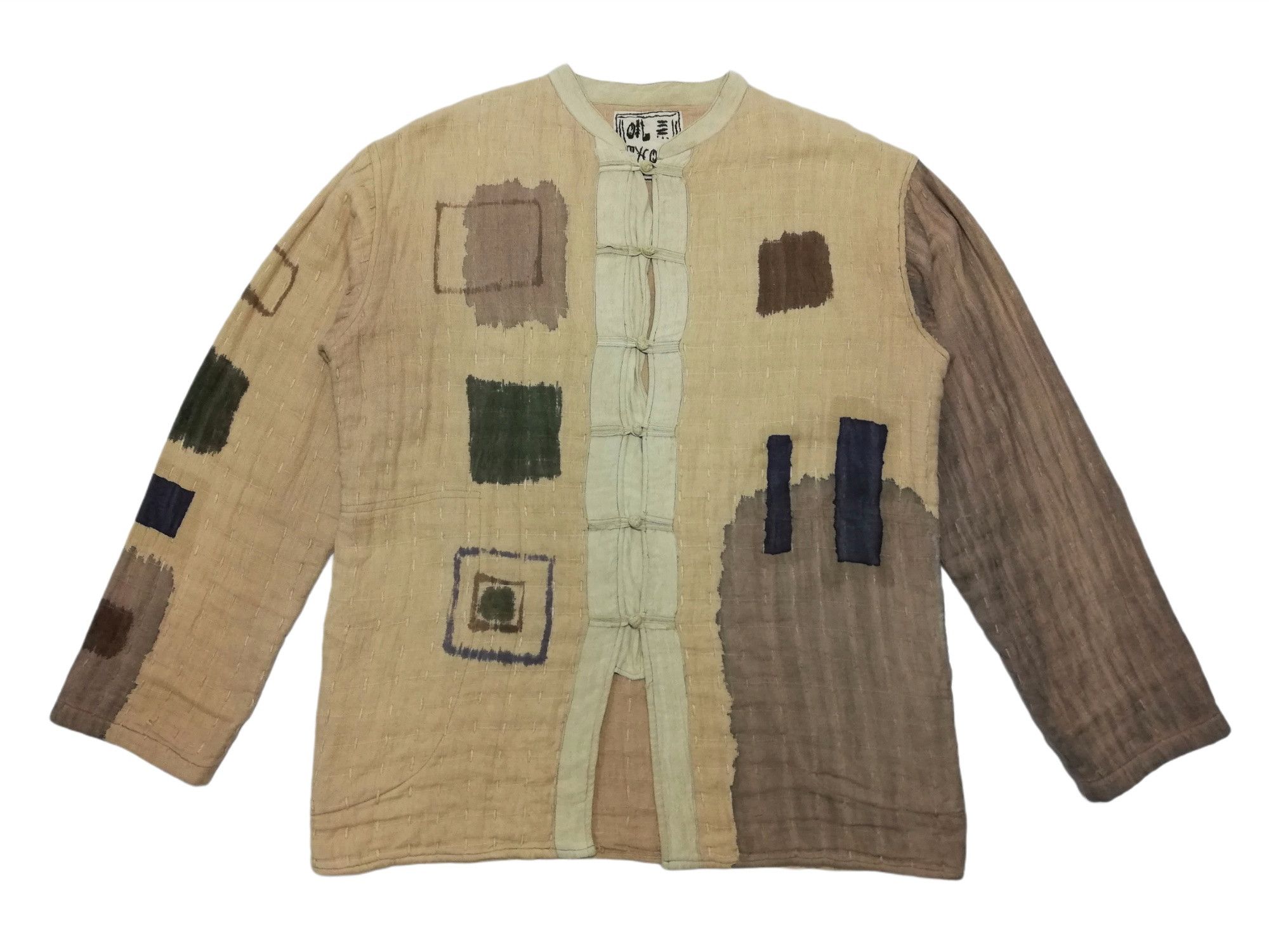 Japanese Brand 🔥Traditional Boro Remake Sashiko Stich Mandarin Collar🔥 Size US M / EU 48-50 / 2 - 2 Thumbnail