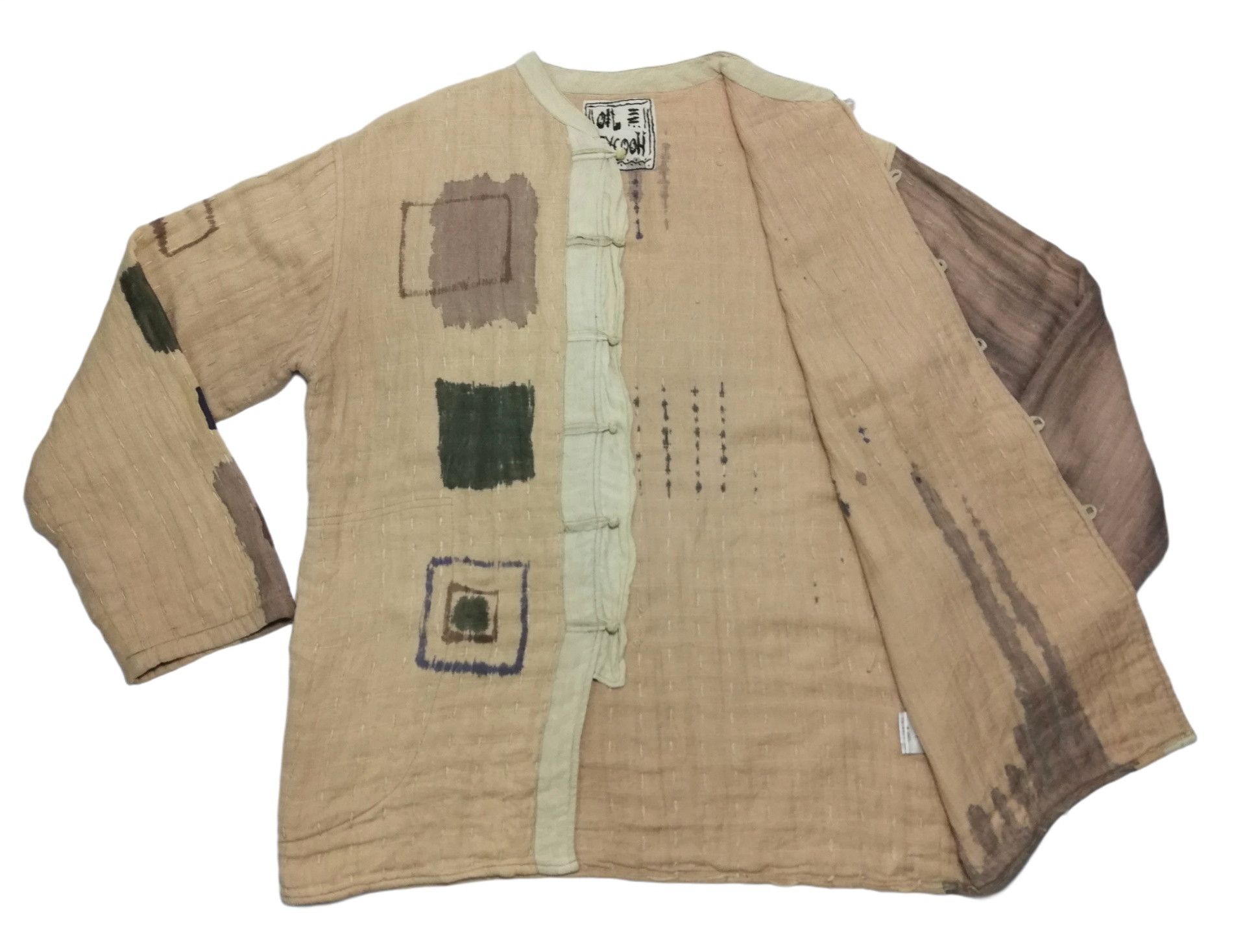 Japanese Brand 🔥Traditional Boro Remake Sashiko Stich Mandarin Collar🔥 Size US M / EU 48-50 / 2 - 7 Thumbnail