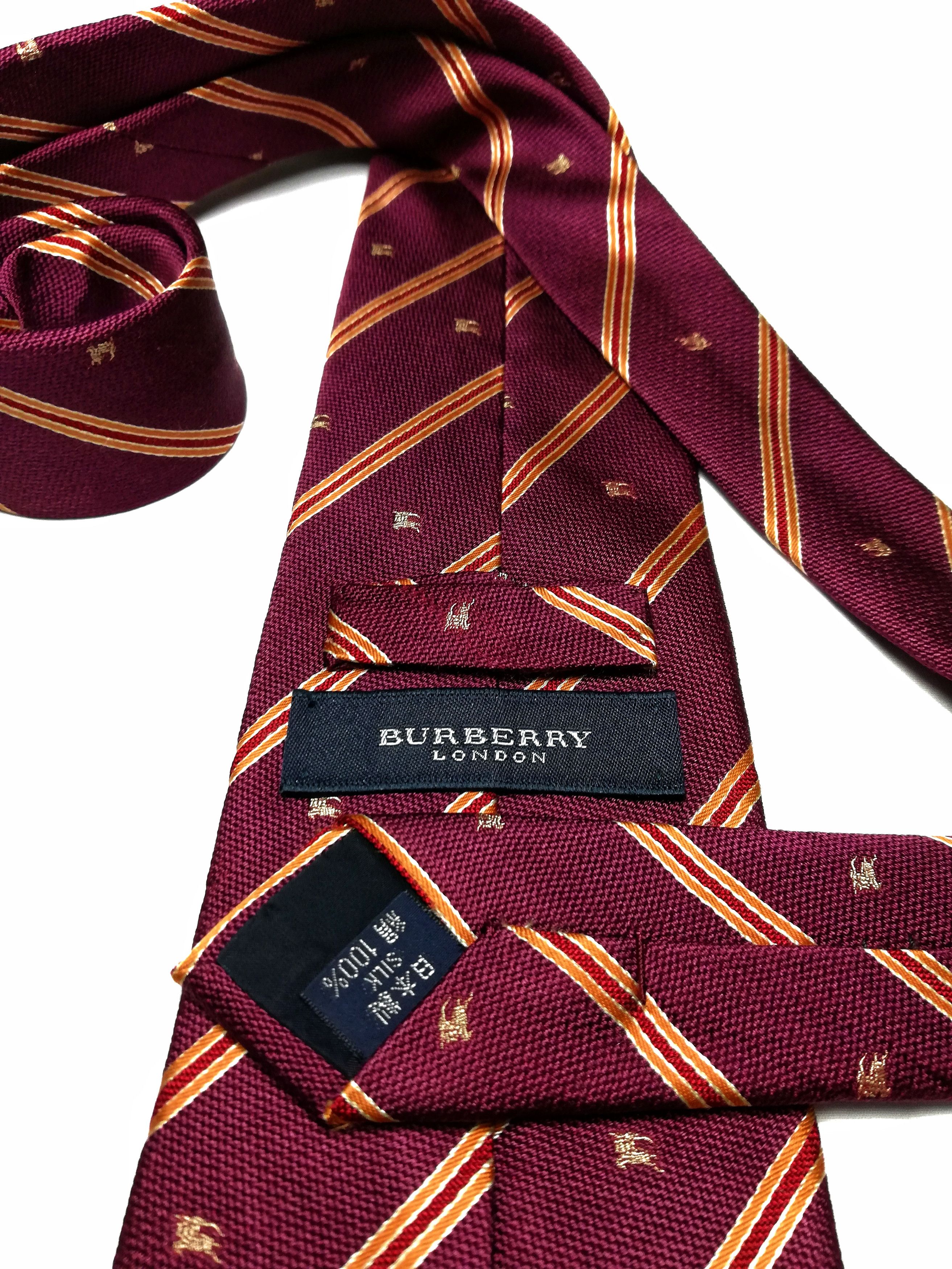 Burberry × Vintage 🔥Burberry London Cotton / Silk Made In Japan Monogram Tie Size ONE SIZE - 2 Thumbnail