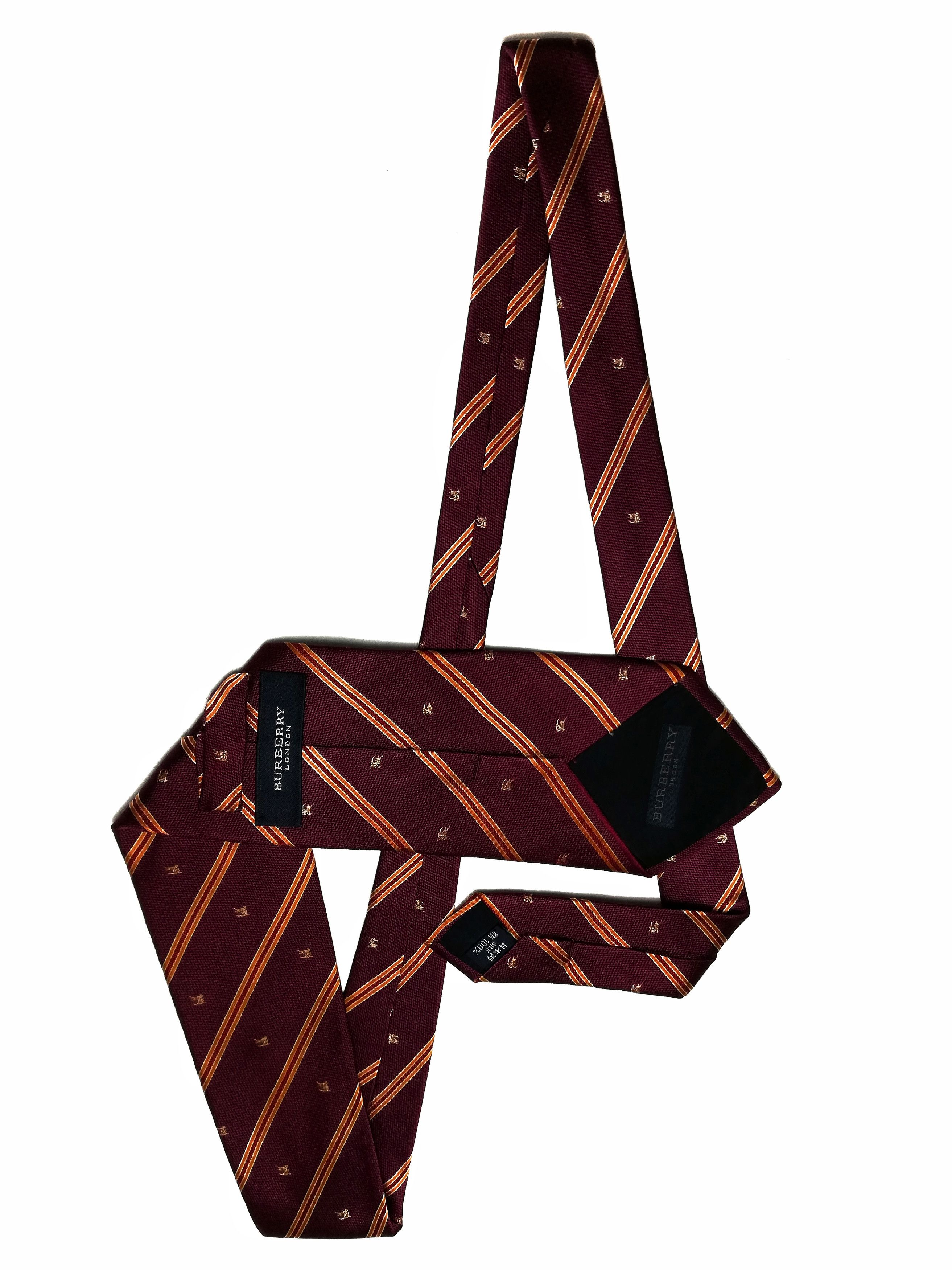 Burberry × Vintage 🔥Burberry London Cotton / Silk Made In Japan Monogram Tie Size ONE SIZE - 3 Thumbnail