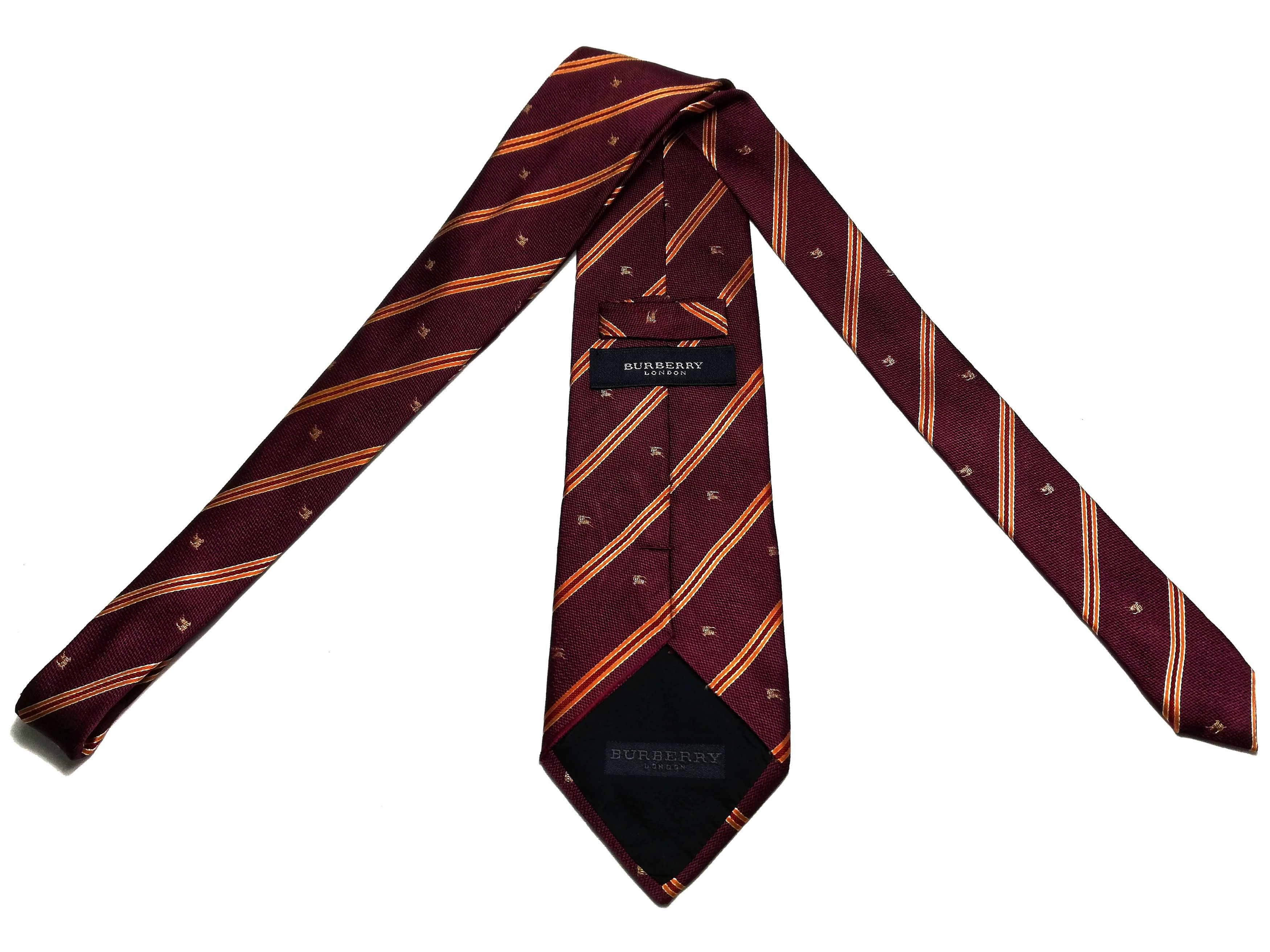 Burberry × Vintage 🔥Burberry London Cotton / Silk Made In Japan Monogram Tie Size ONE SIZE - 6 Thumbnail