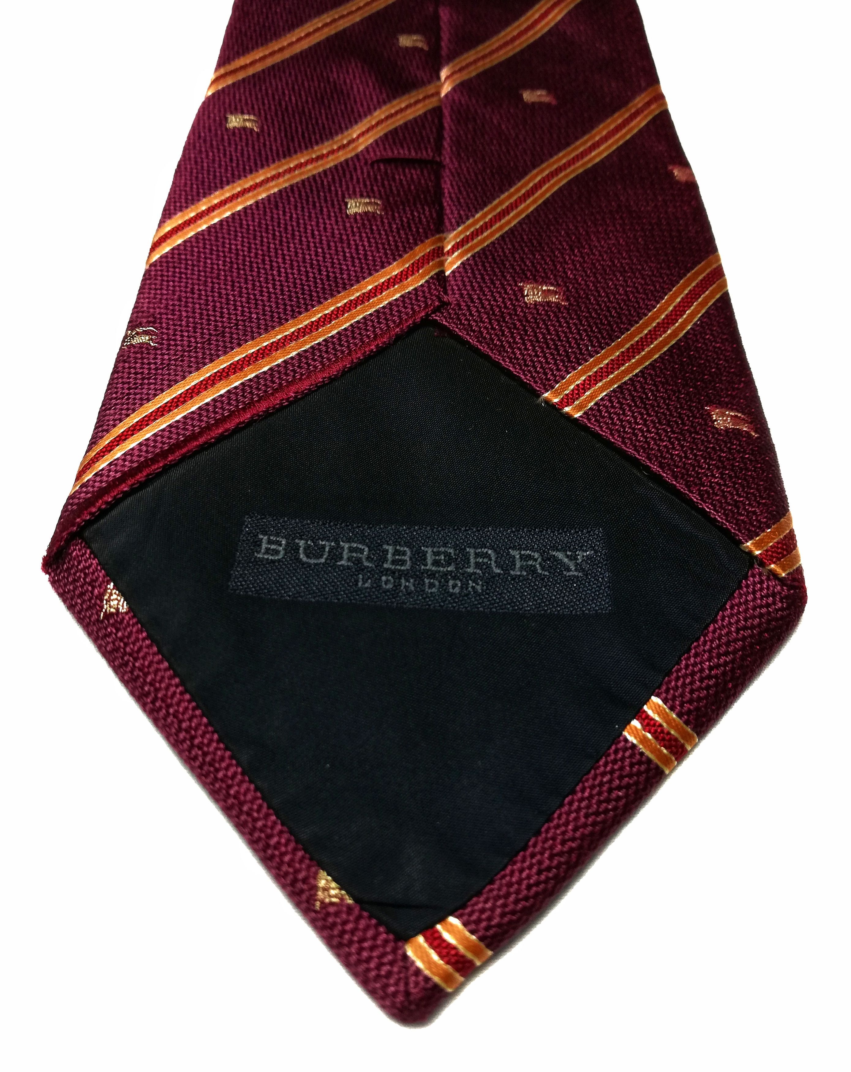 Burberry × Vintage 🔥Burberry London Cotton / Silk Made In Japan Monogram Tie Size ONE SIZE - 8 Thumbnail