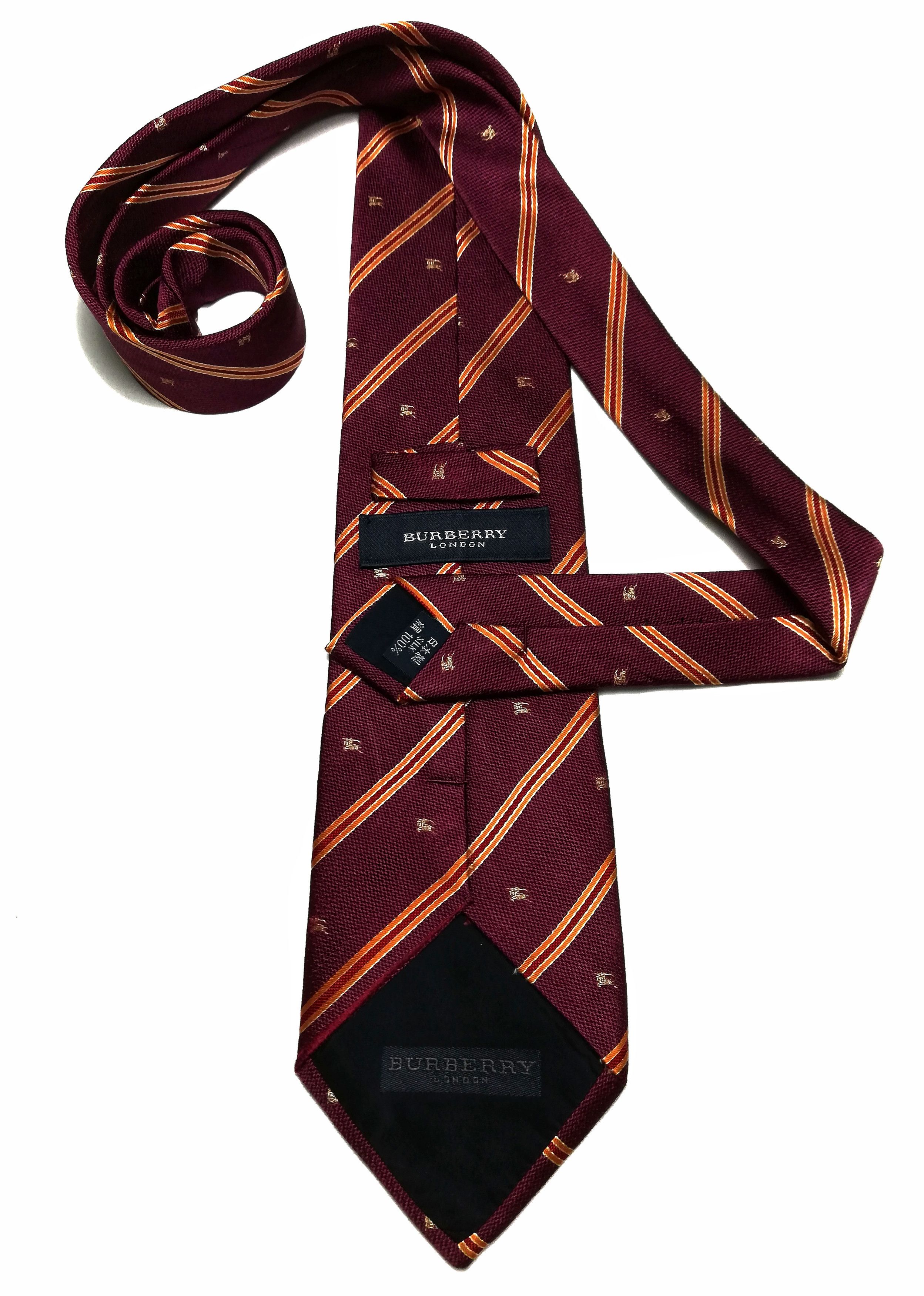 Burberry × Vintage 🔥Burberry London Cotton / Silk Made In Japan Monogram Tie Size ONE SIZE - 1 Thumbnail