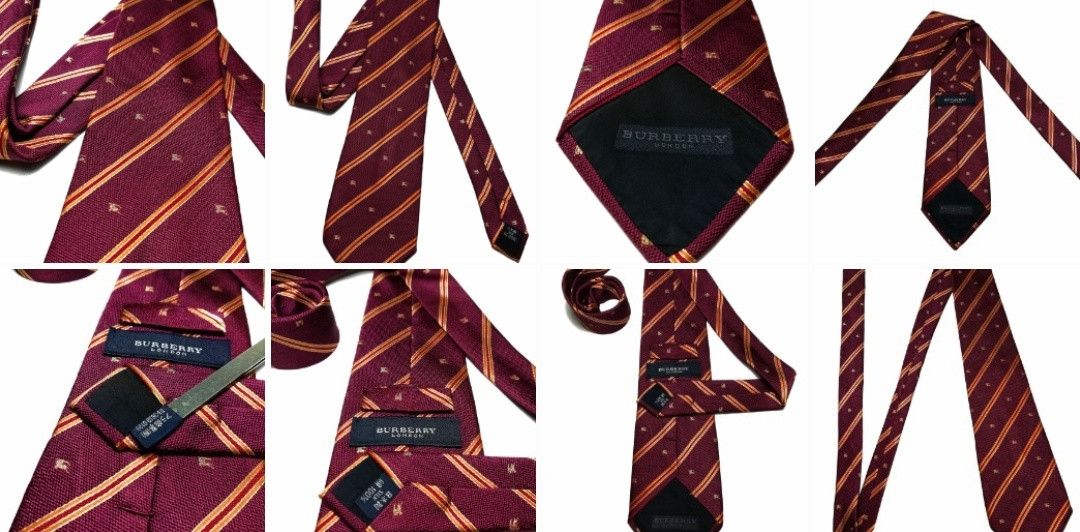 Burberry × Vintage 🔥Burberry London Cotton / Silk Made In Japan Monogram Tie Size ONE SIZE - 10 Thumbnail