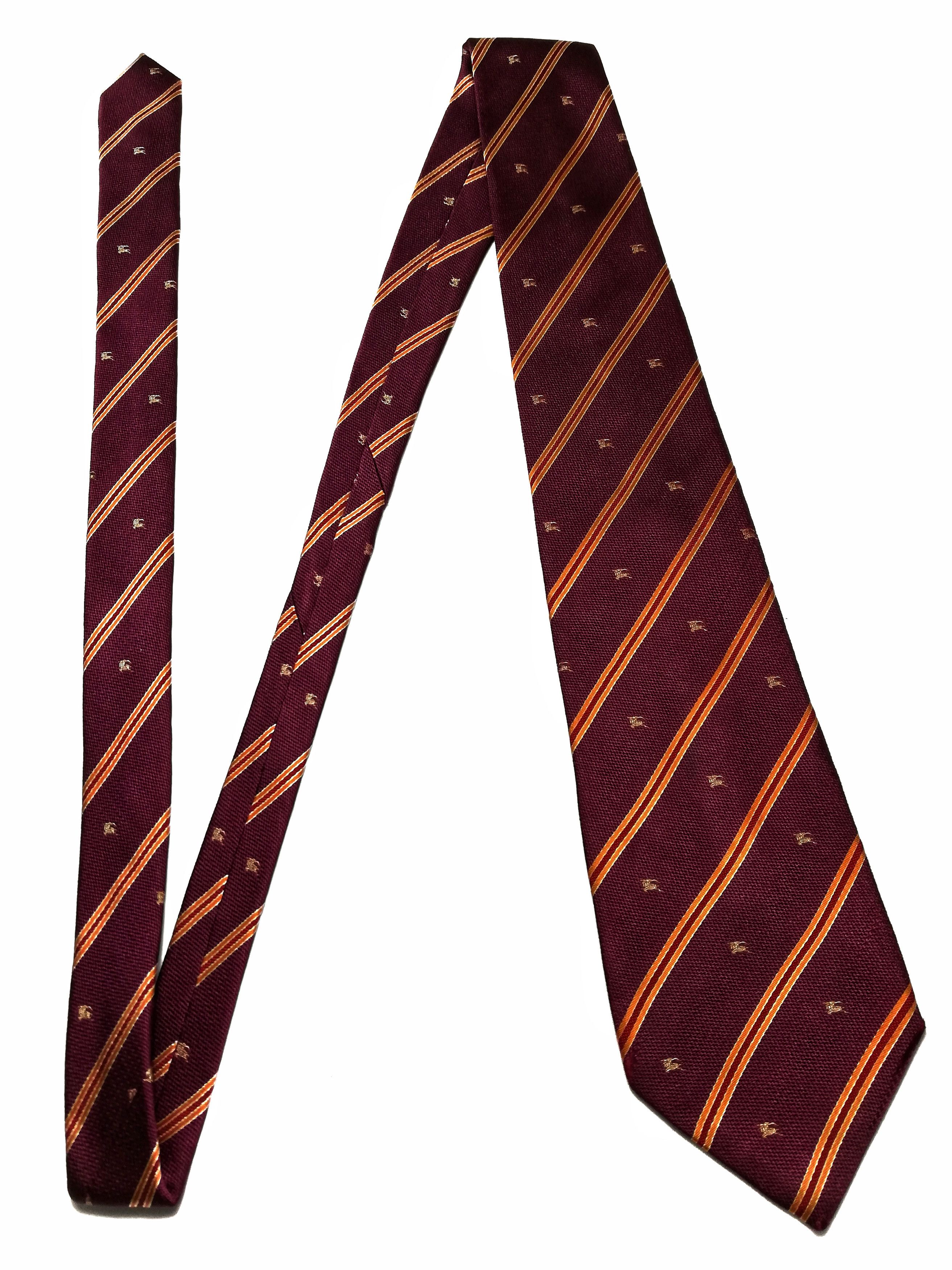 Burberry × Vintage 🔥Burberry London Cotton / Silk Made In Japan Monogram Tie Size ONE SIZE - 4 Thumbnail