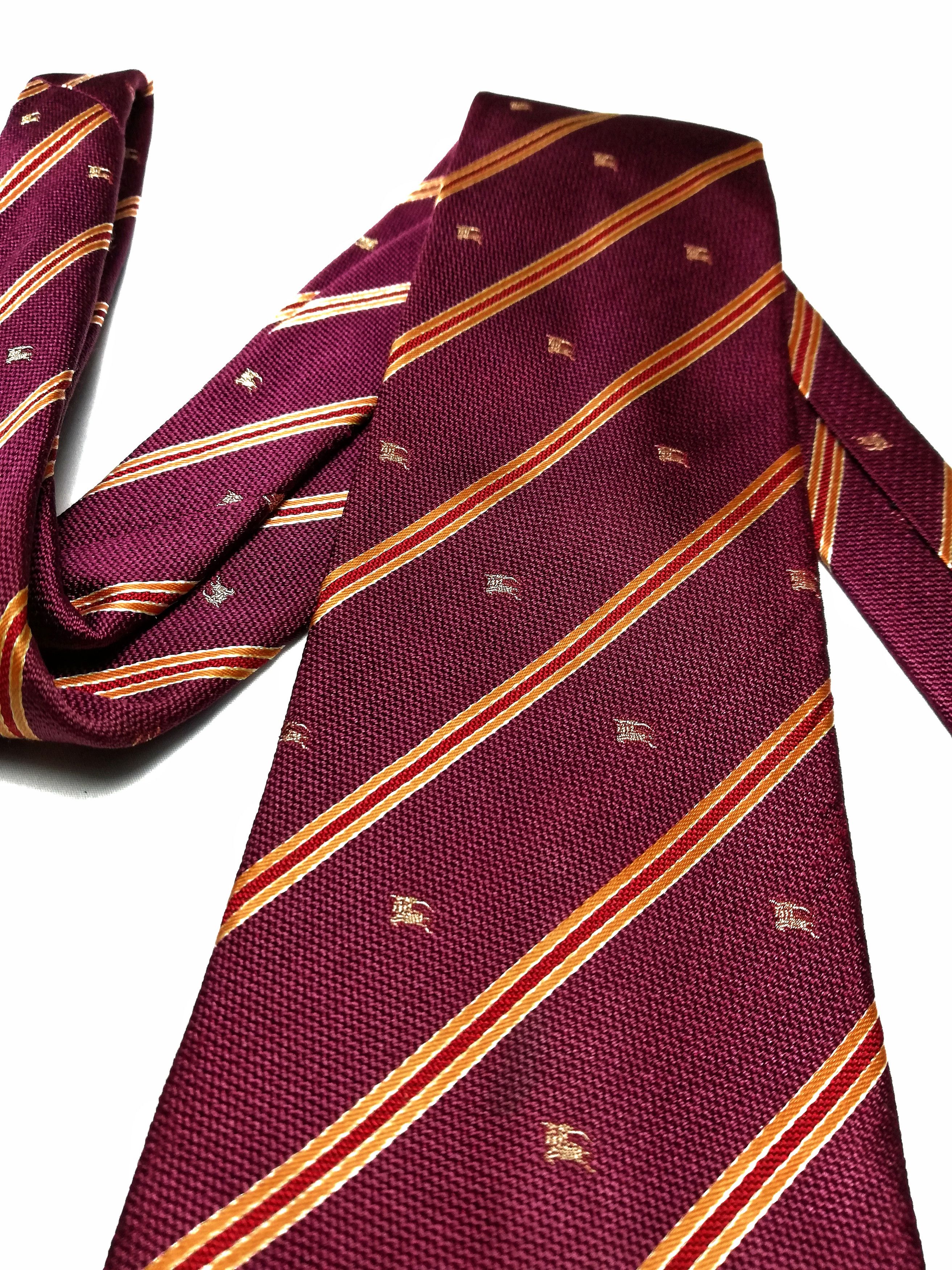 Burberry × Vintage 🔥Burberry London Cotton / Silk Made In Japan Monogram Tie Size ONE SIZE - 9 Thumbnail