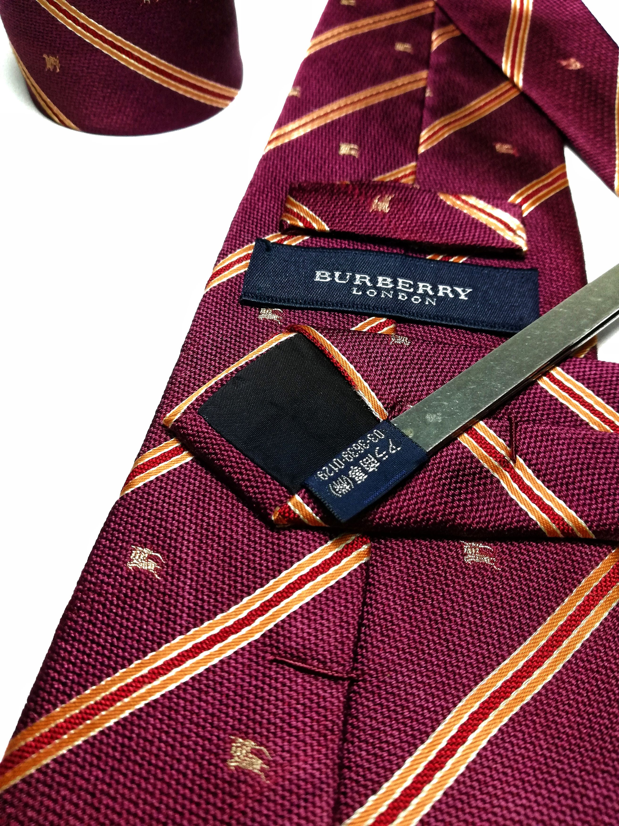 Burberry × Vintage 🔥Burberry London Cotton / Silk Made In Japan Monogram Tie Size ONE SIZE - 7 Thumbnail