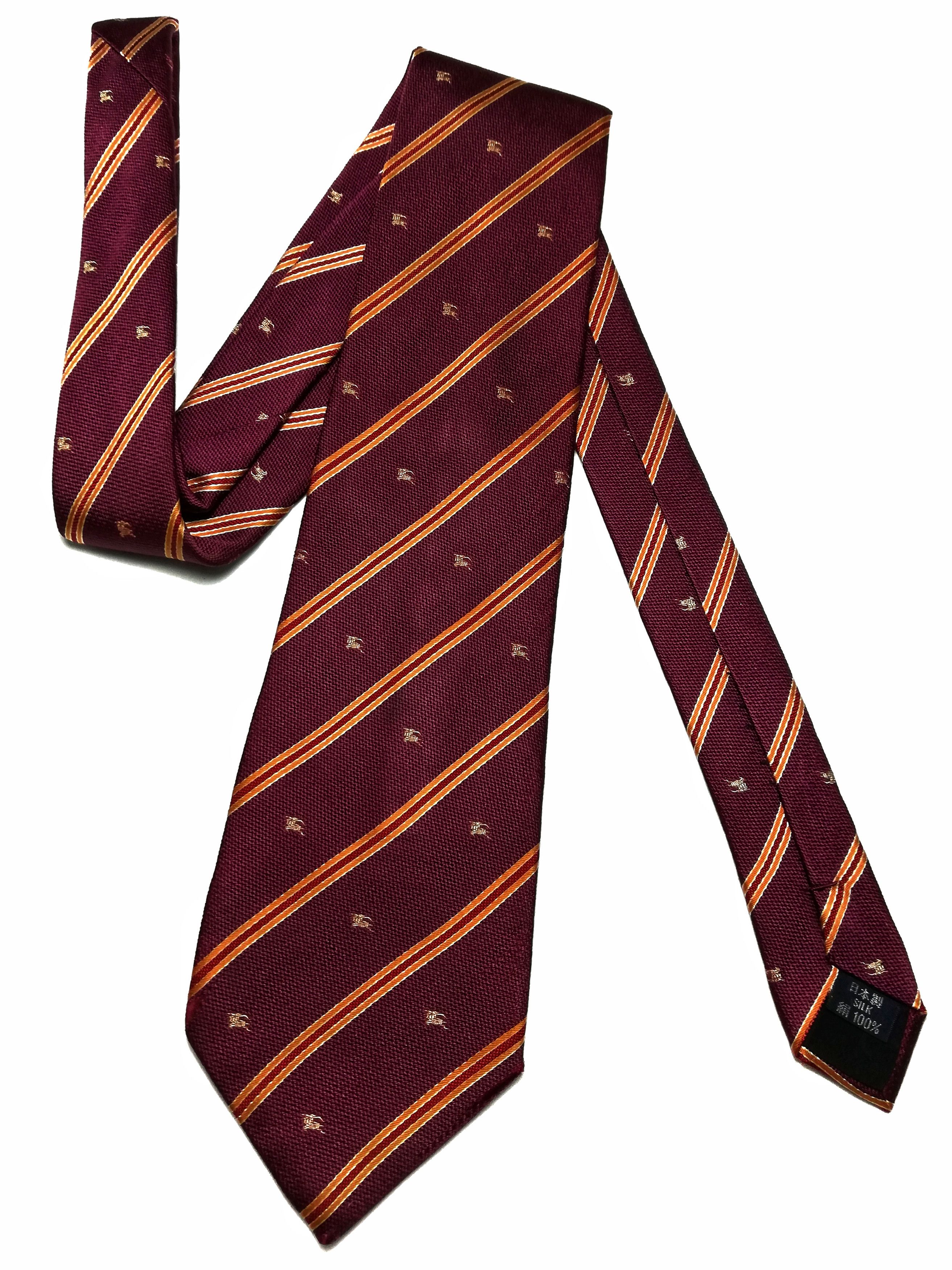 Burberry × Vintage 🔥Burberry London Cotton / Silk Made In Japan Monogram Tie Size ONE SIZE - 5 Thumbnail