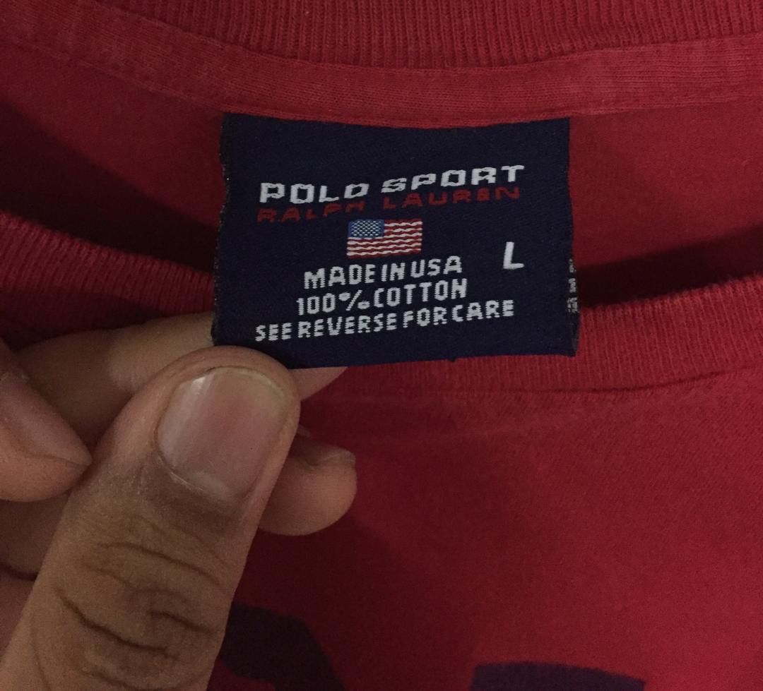 Polo Ralph Lauren × Ralph Lauren × Ralph Lauren Sport Ralph Lauren Polo Sport red t-shirt spell out logo Size US L / EU 52-54 / 3 - 7 Thumbnail