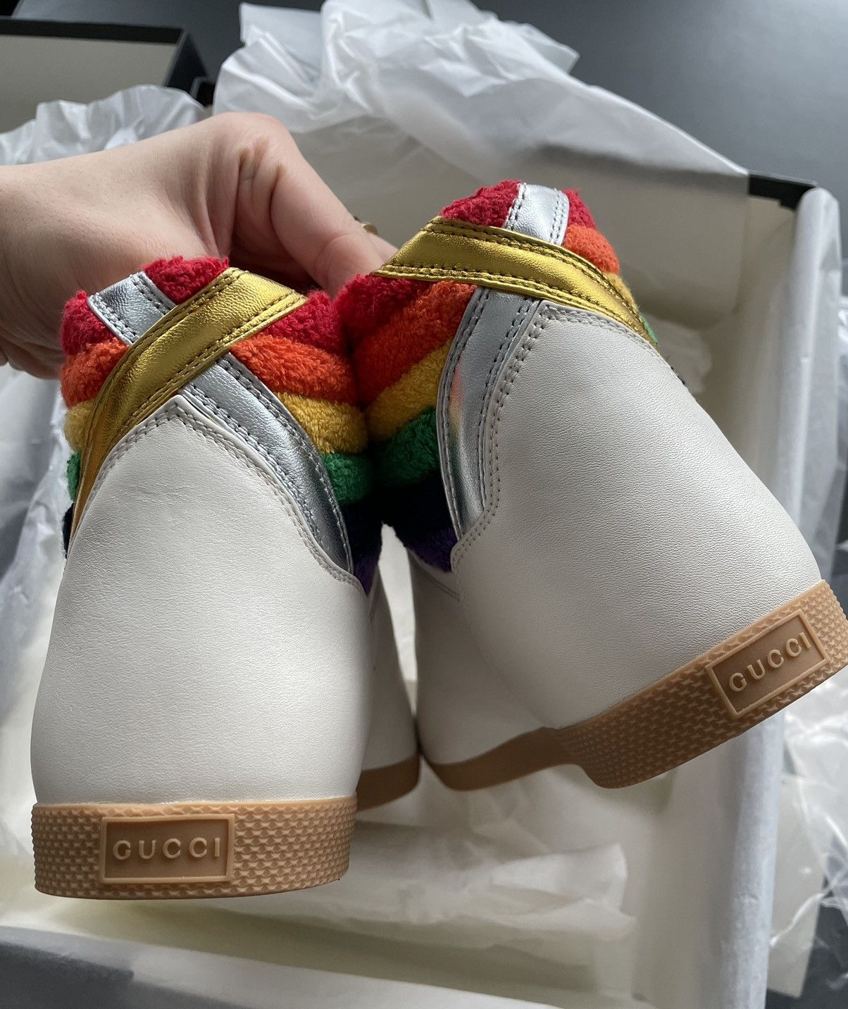 Gucci Limited Rare Runway Brand New Rainbow Love Leather Sneaker Size US 8.5 / EU 41-42 - 21 Thumbnail
