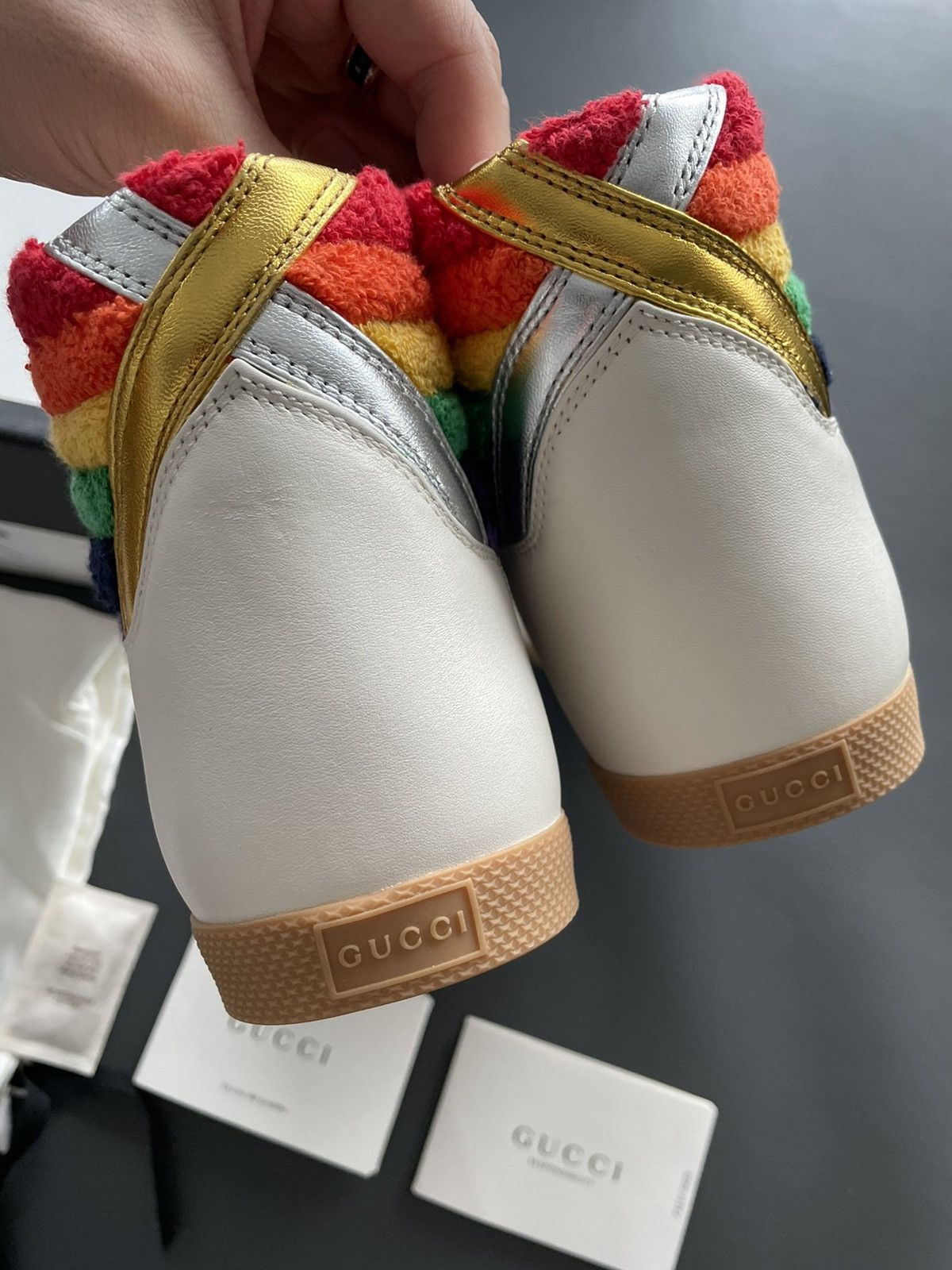 Gucci Limited Rare Runway Brand New Rainbow Love Leather Sneaker Size US 8.5 / EU 41-42 - 19 Thumbnail