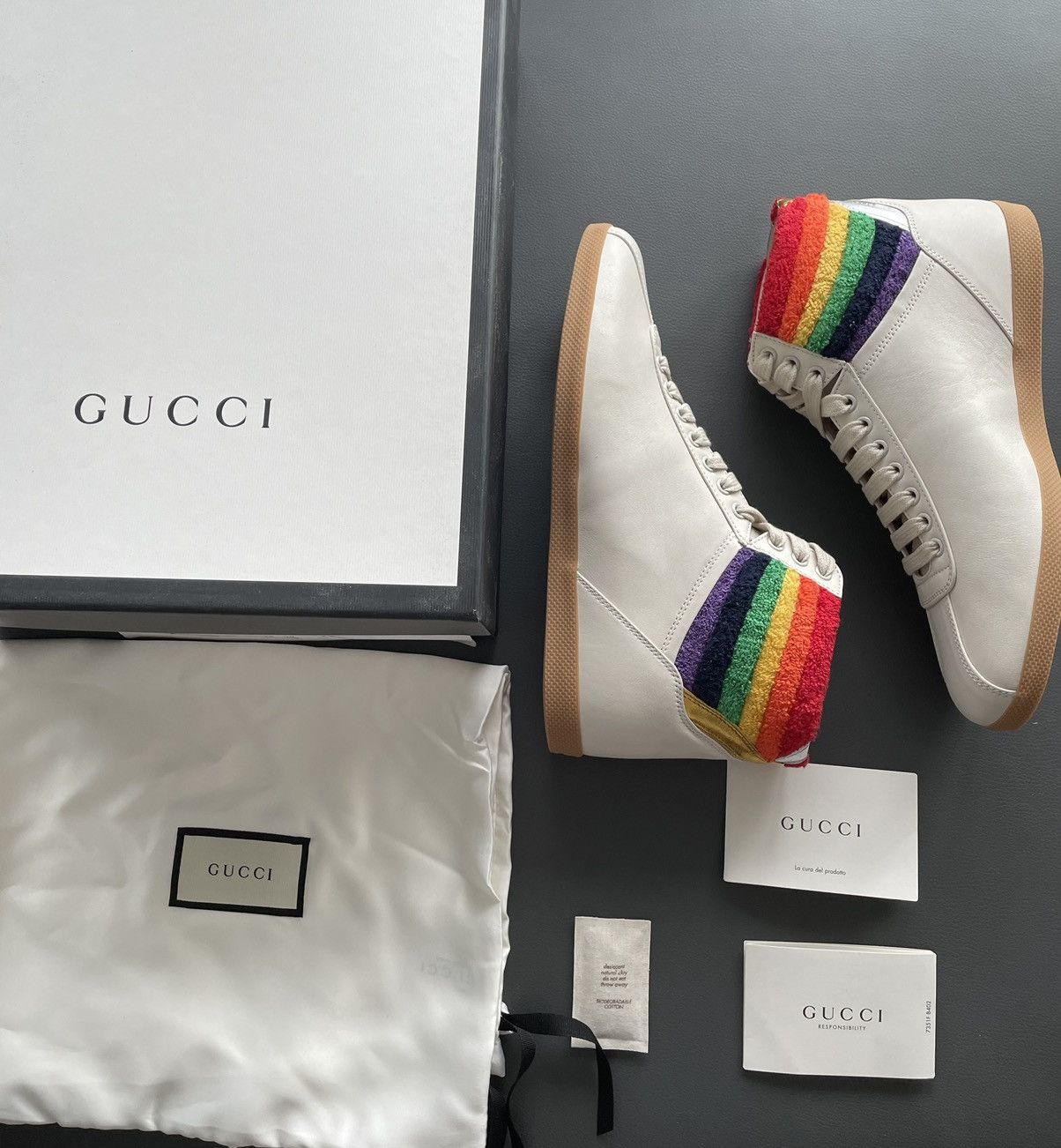 Gucci Limited Rare Runway Brand New Rainbow Love Leather Sneaker Size US 8.5 / EU 41-42 - 2 Thumbnail