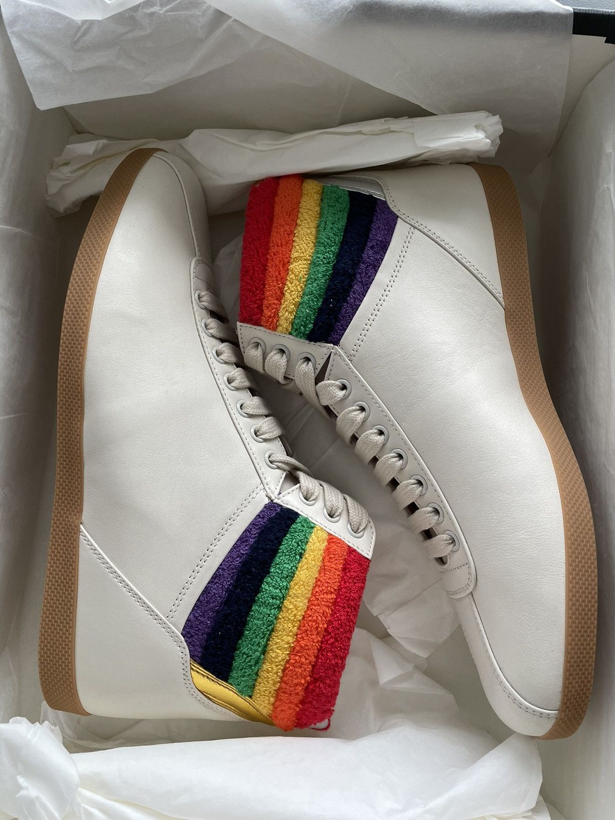 Gucci Limited Rare Runway Brand New Rainbow Love Leather Sneaker Size US 8.5 / EU 41-42 - 13 Thumbnail