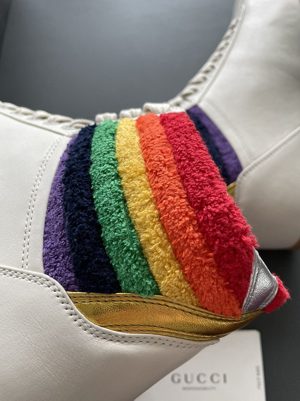 Gucci Limited Rare Runway Brand New Rainbow Love Leather Sneaker Size US 8.5 / EU 41-42 - 3 Thumbnail
