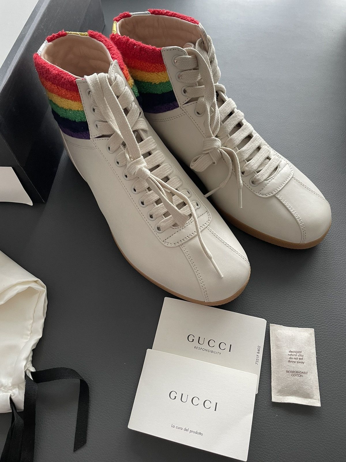 Gucci Limited Rare Runway Brand New Rainbow Love Leather Sneaker Size US 8.5 / EU 41-42 - 9 Thumbnail