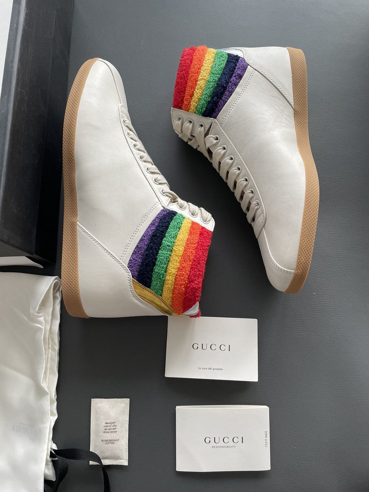 Gucci Limited Rare Runway Brand New Rainbow Love Leather Sneaker Size US 8.5 / EU 41-42 - 14 Thumbnail